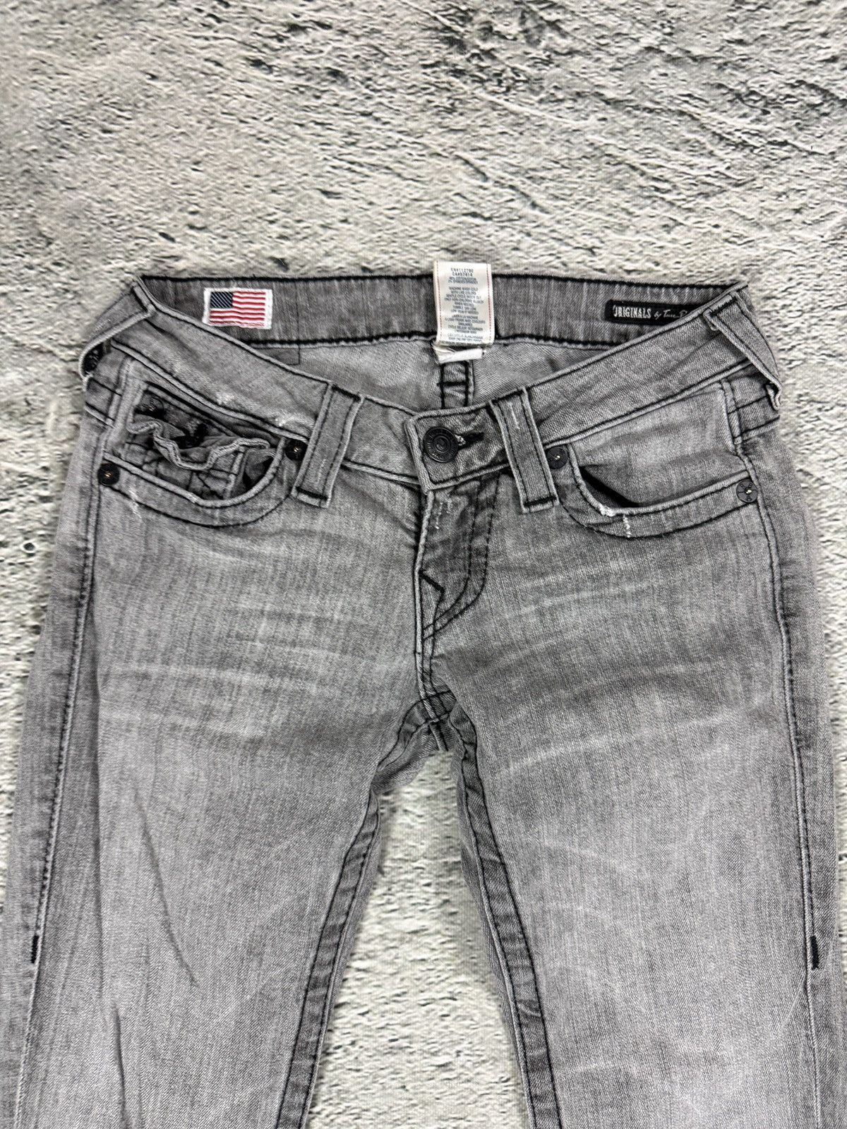 True Religion True Religion jeans grey black thick stitching flared Billy Size 24" / US 00 / IT 34 - 7 Thumbnail