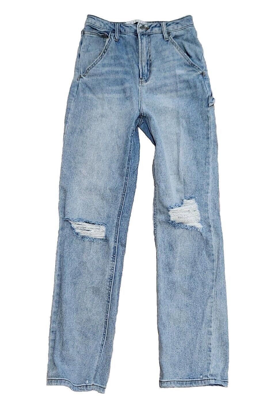 Designer Tinseltown Jeans Size 5 Light Wash Straight Distressed Light Size 28" / US 6 / IT 42 - 1 Thumbnail
