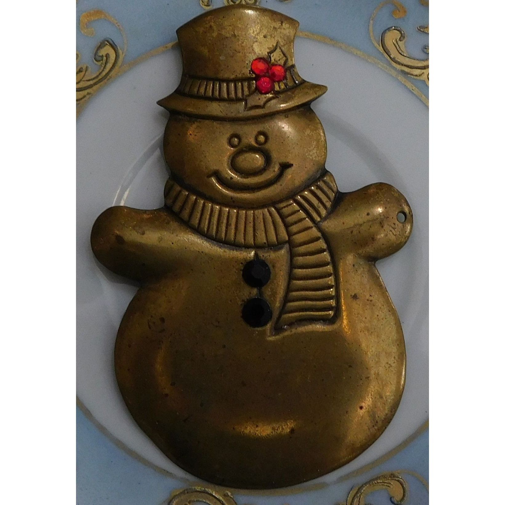 Other Vintage Gold Tone Metal Snowman Brooch Size ONE SIZE - 3 Thumbnail
