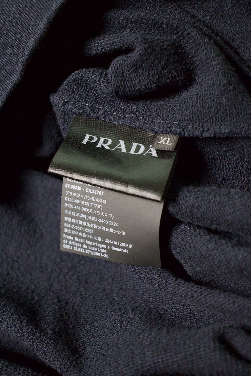 Prada Prada Luxury Black Tab Dark Blue Hoodie Rare Piece Size US XL / EU 56 / 4 - 11 Thumbnail