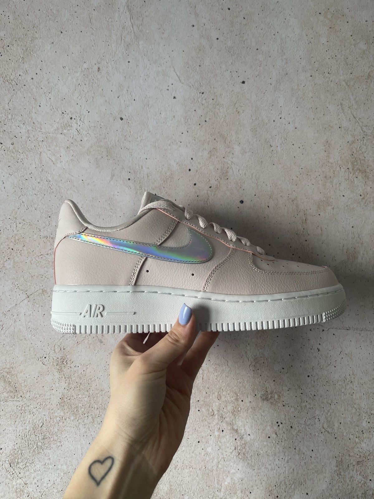 Barely Rose Iridescent Air Force Ones Nike Air Force Low Pink