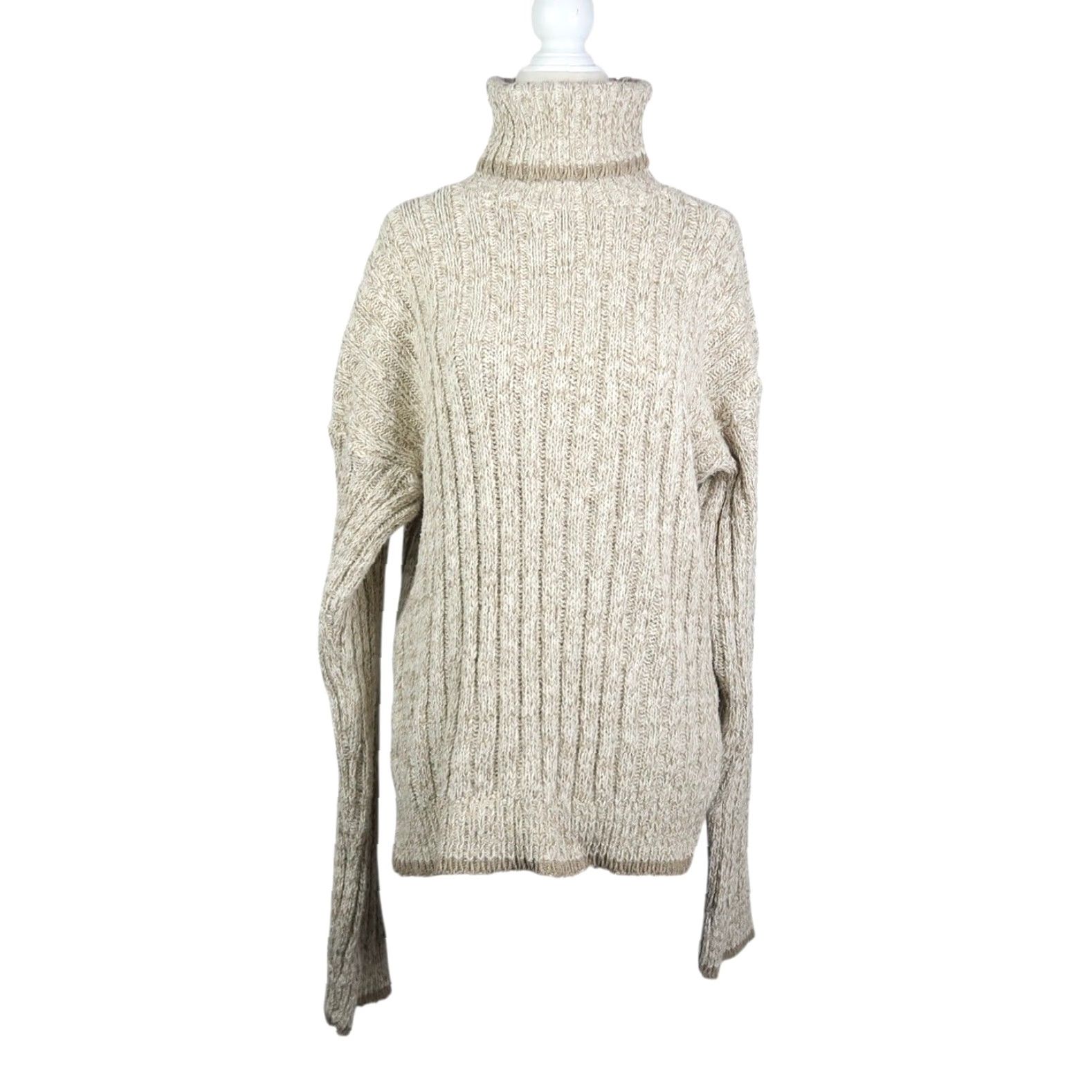 Vintage VINTAGE 90s Old Glory Cream Tan Cotton Knit Turtleneck Sweater L Womens Pullover Size L / US 10 / IT 46 - 2 Thumbnail