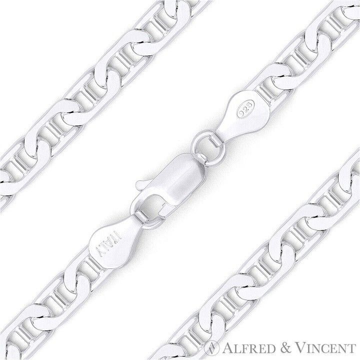 Other 5.7mm Flat Marina / Mariner Link Italian Chain Bracelet 8" Size ONE SIZE - 1 Thumbnail