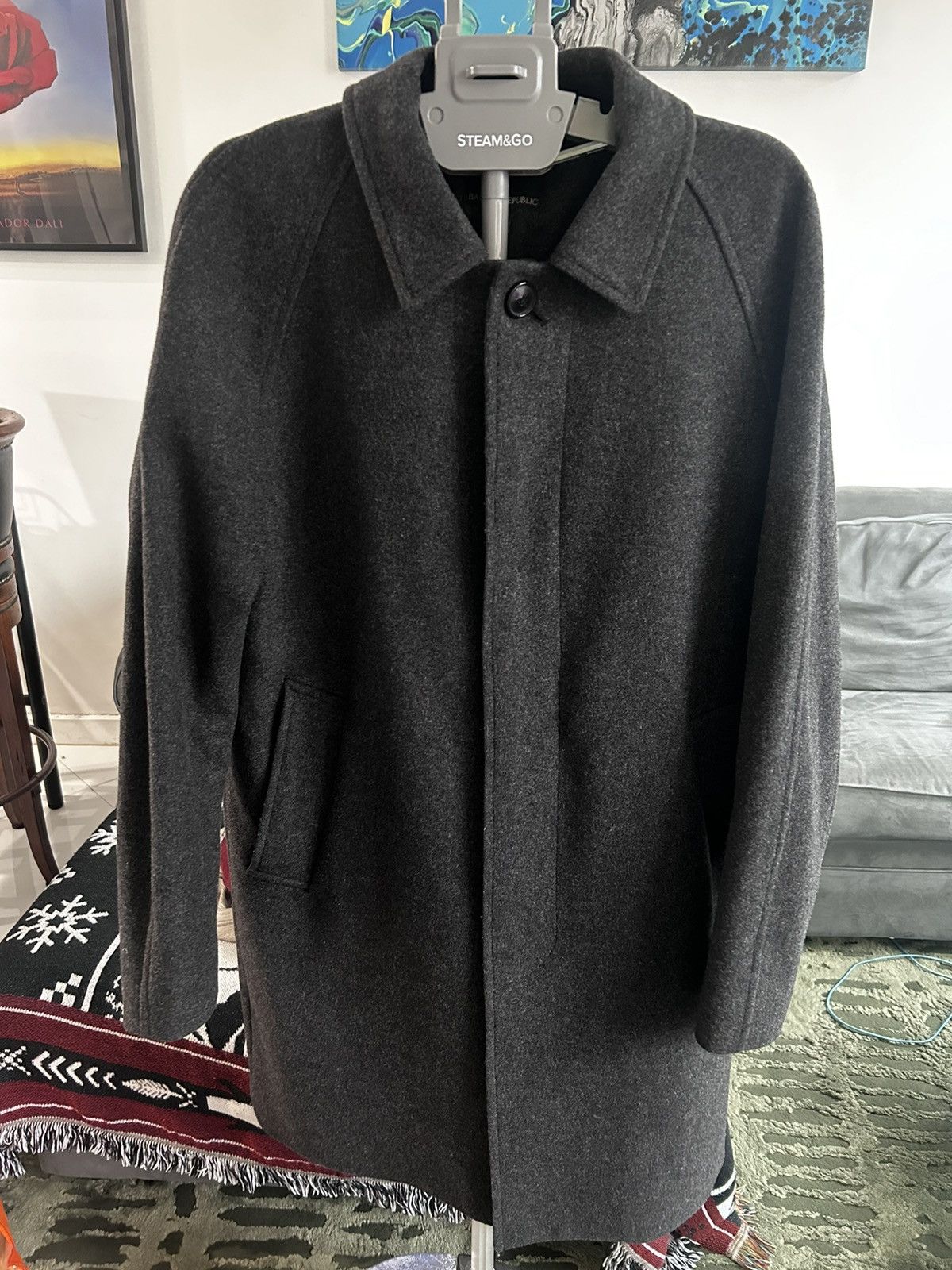 Banana Republic Italian Fabric store Mario Bellucci Exclusive PeaCoat Black Small Men