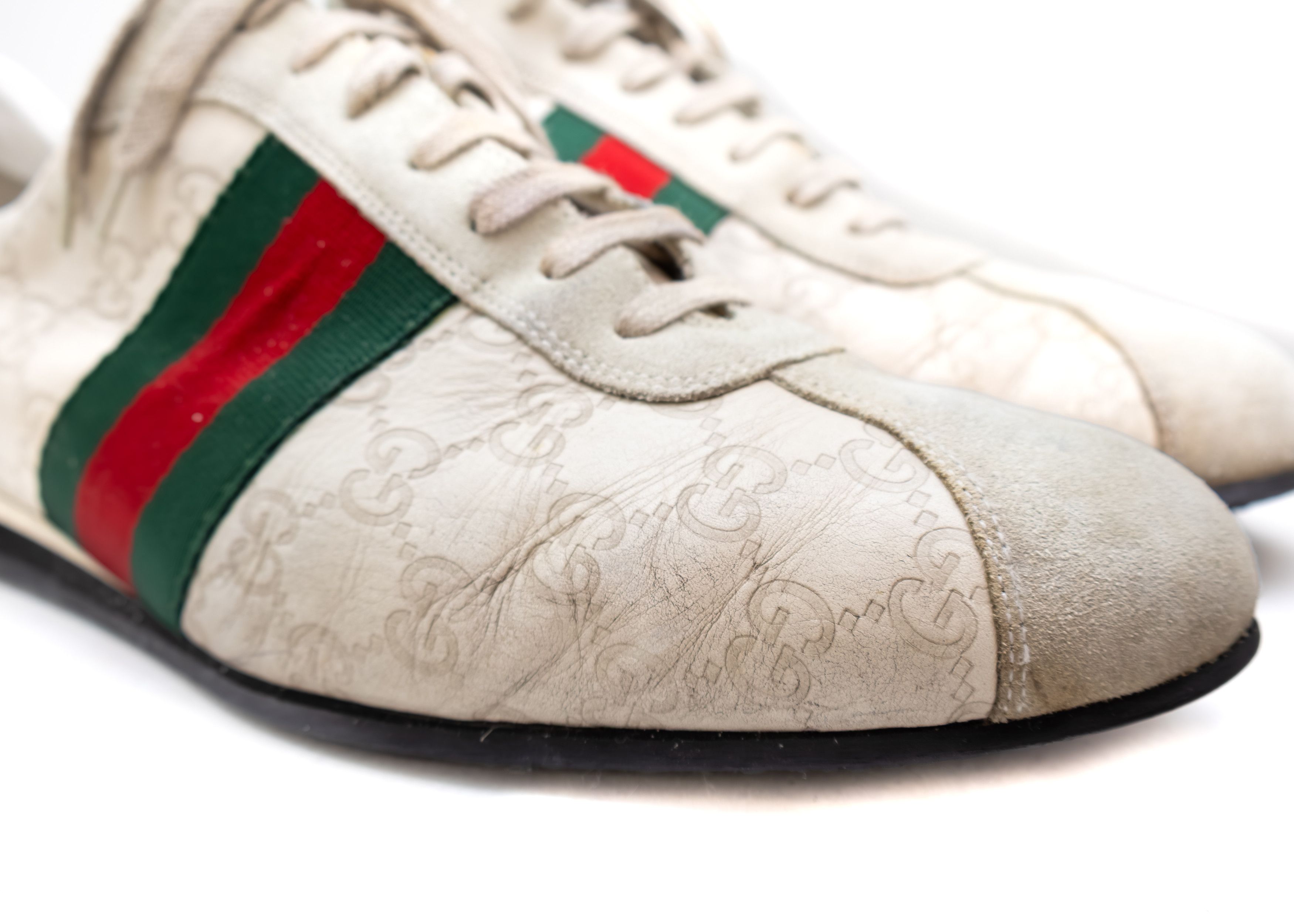 Gucci Gucci GG Monogram Stripe Sneakers EU 44E – Beige/Green/Red Size US 10.5 / EU 43-44 - 11 Thumbnail