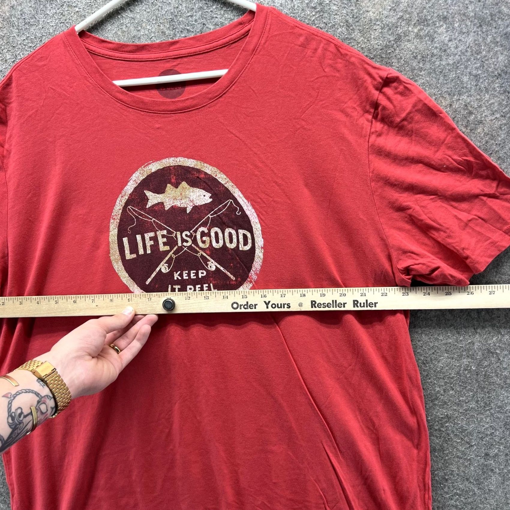 Life is Good Life Is Good Shirt Mens XL Red Short Sleeve Crew Neck Graphic Keep It Reel Outdoors Fishing Size US XL / EU 56 / 4 - 3 Thumbnail