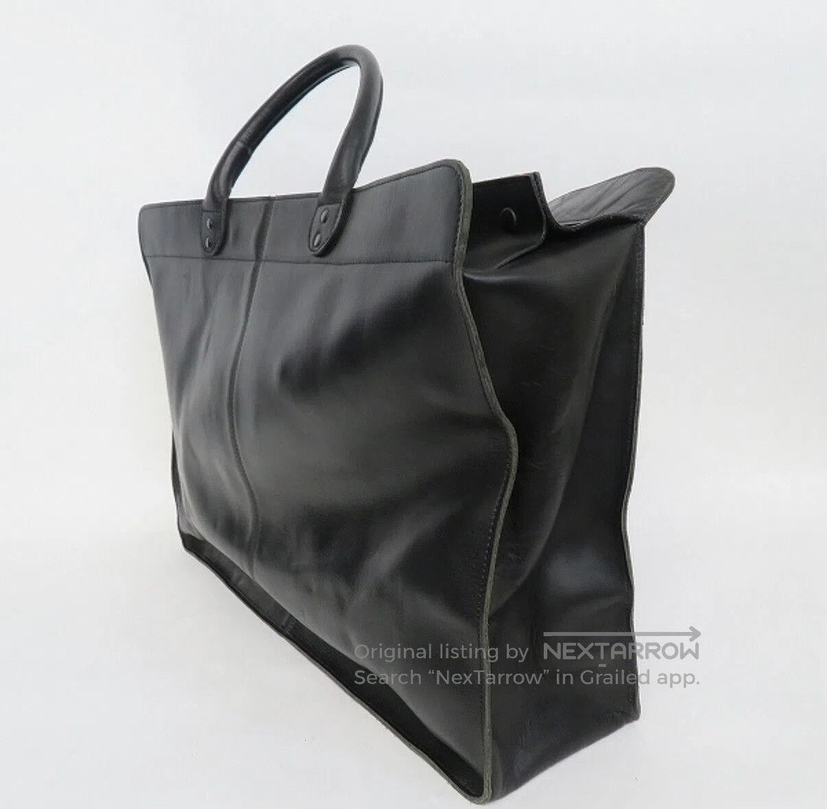 Yohji Yamamoto Large Black Leather Boston Bag. Size ONE SIZE - 2 Thumbnail
