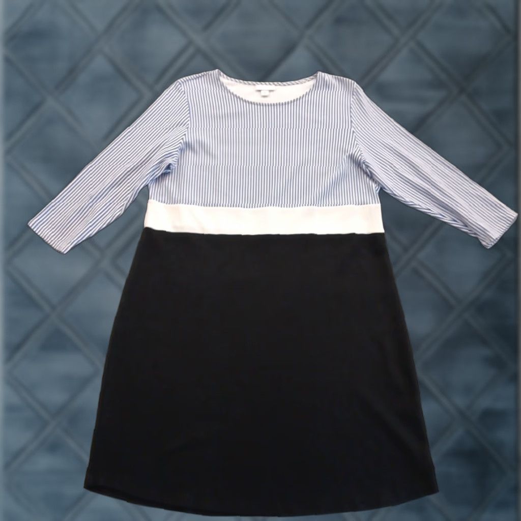 J. Jill J.Jill Shift Dress M Short Blue Striped 3/4 Sleeve Pullover Cotton Blend Women’s Size M / US 6-8 / IT 42-44 - 1 Thumbnail