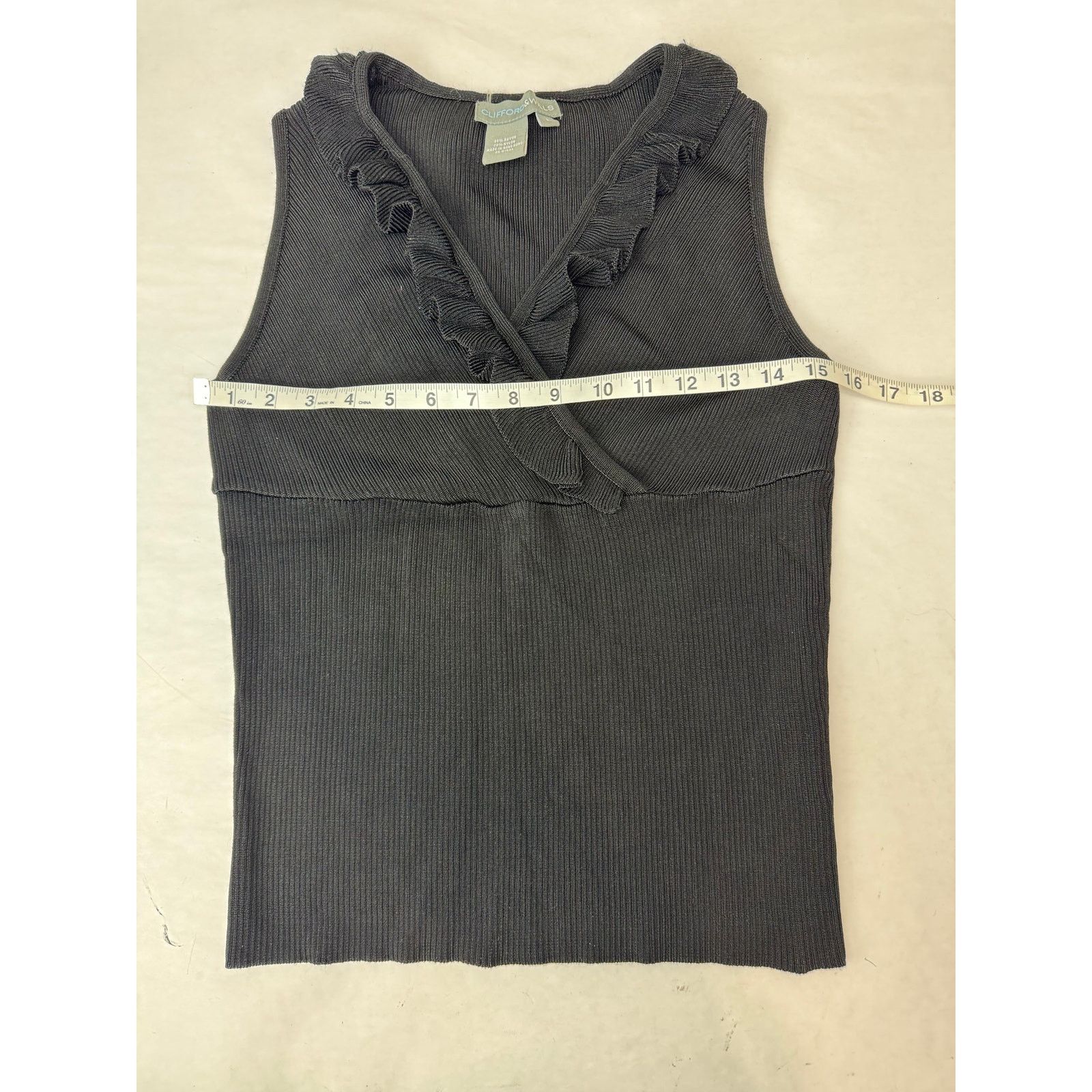 Other Vintage Y2K Cinched Black Ruffled Black Blouse Large Size L / US 10 / IT 46 - 3 Thumbnail
