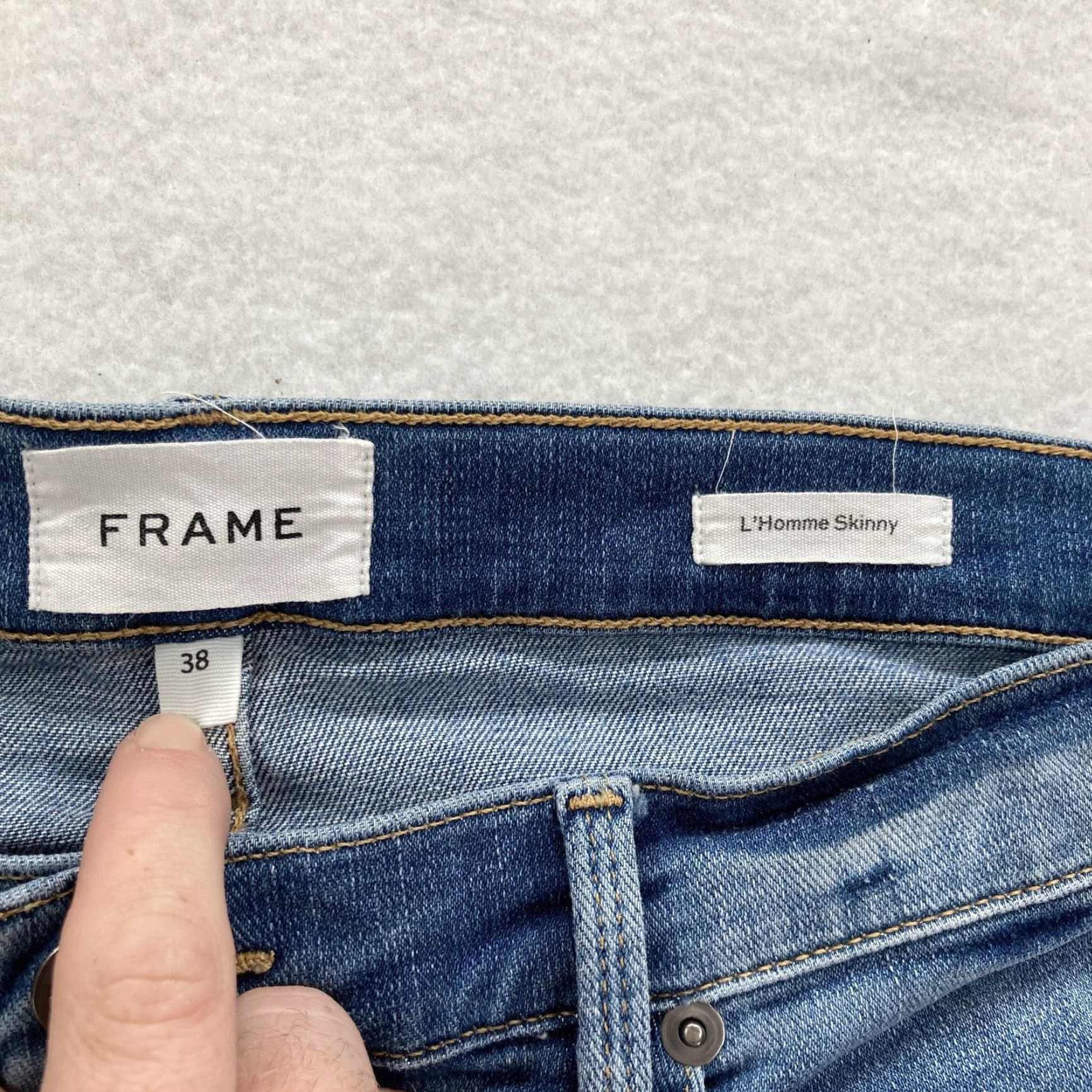 Frame FRAME Jeans Mens 38x32 Blue Denim L'Homme Skinny Surfside Wash Stretch Preppy Jeans Size US 38 / EU 54 - 4 Thumbnail