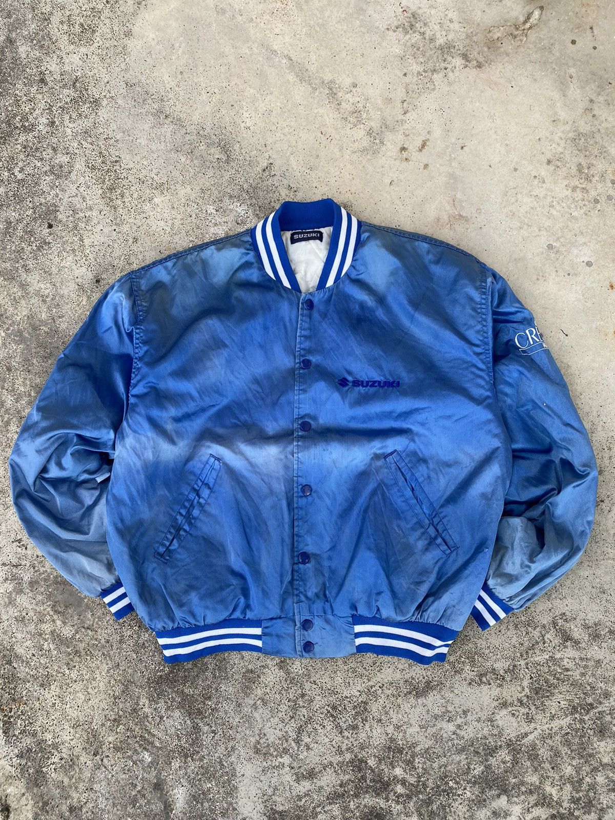 Vintage Suzuki Racing Varsity Jacket Metallic Blue
