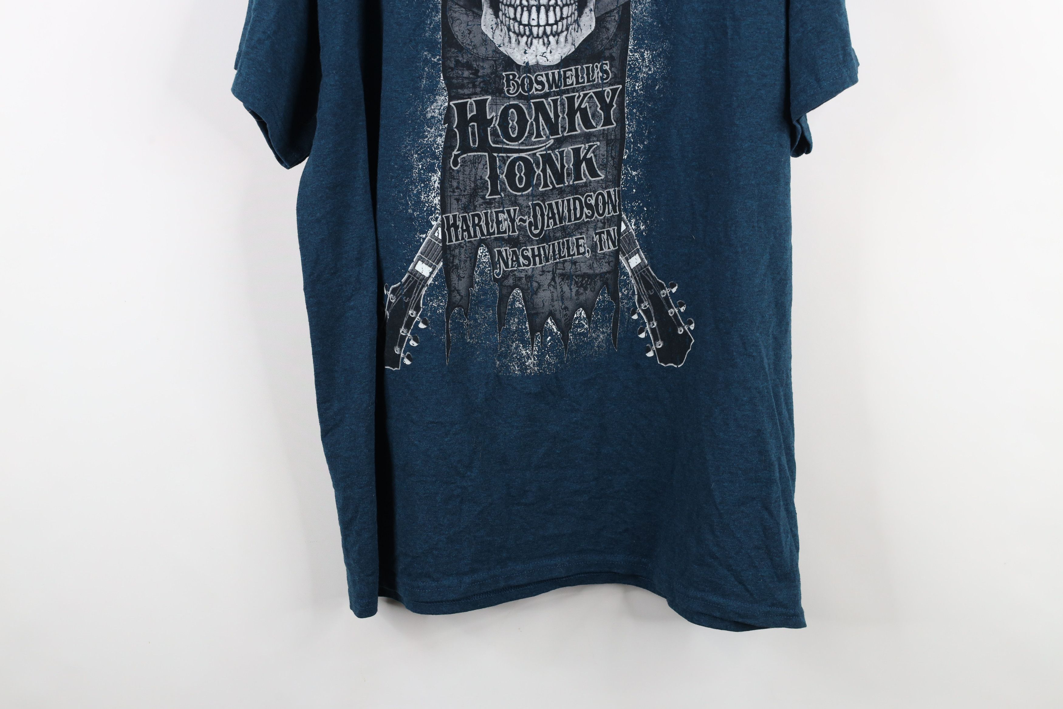 Harley Davidson × Vintage Vintage Y2K Harley Davidson Guitar Fire Flames T-Shirt Blue Size US L / EU 52-54 / 3 - 12 Thumbnail