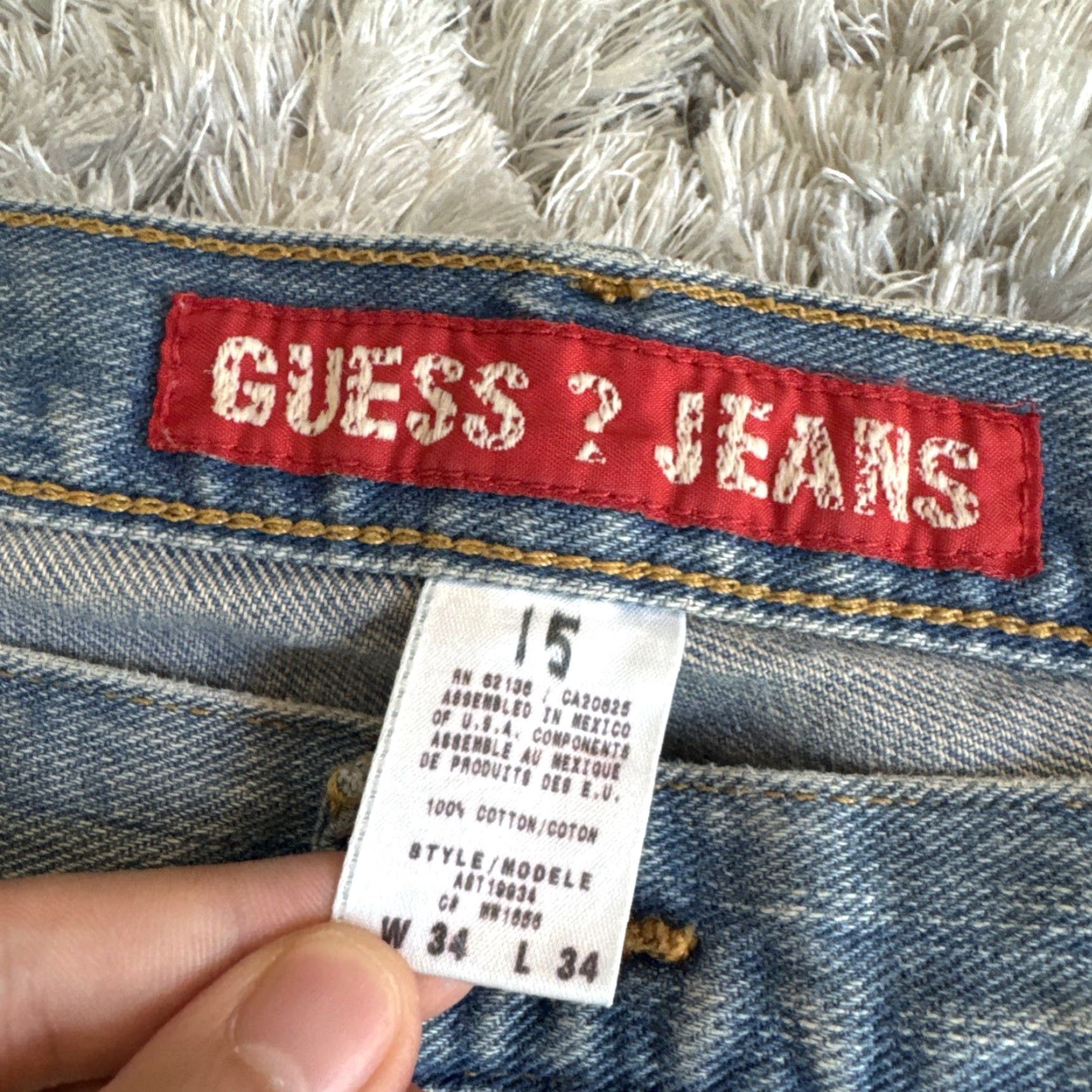 Guess VINTAGE Guess Jeans Denim Embroidered Y2K 90s 00s Wide-Leg Blue 34x34 Mens Size 34 Inseam 32 Size US 34 / EU 50 - 7 Thumbnail