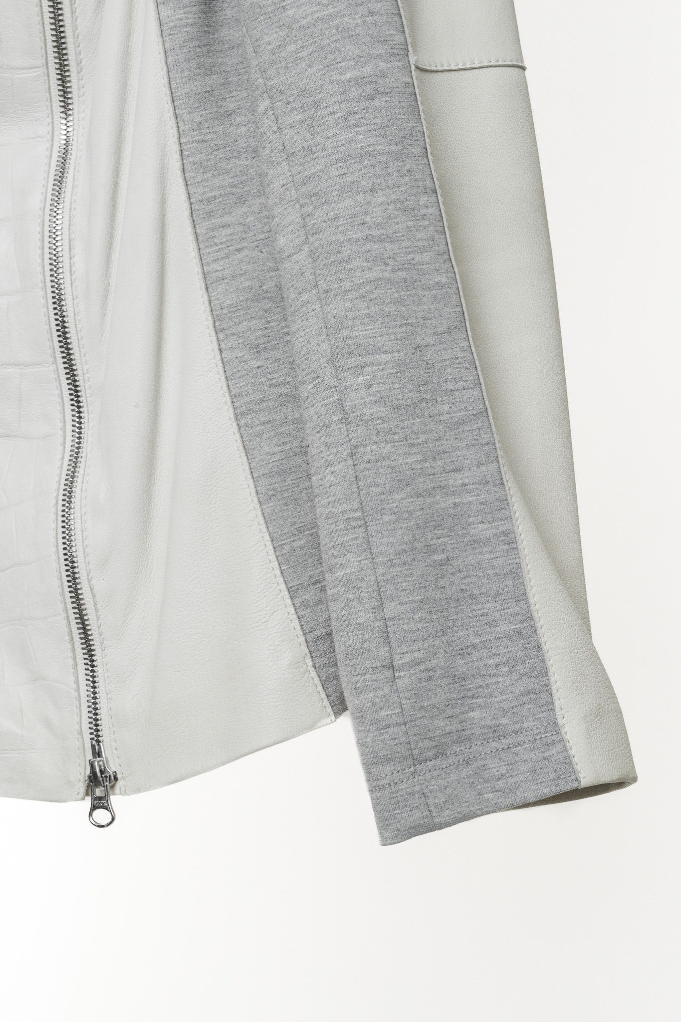 Escada Escada Lilly Off-White Croc-Embossed Leather Panelled Jacket Size L / US 10 / IT 46 - 6 Thumbnail