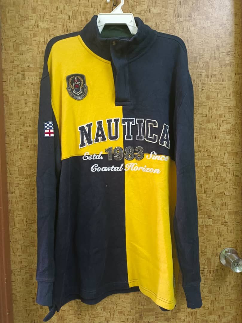 Nautica NAUTICA Navy Yellow 1983 Coastal Horizon Half Zip Sweatshirt Size US XL / EU 56 / 4 - 1 Thumbnail