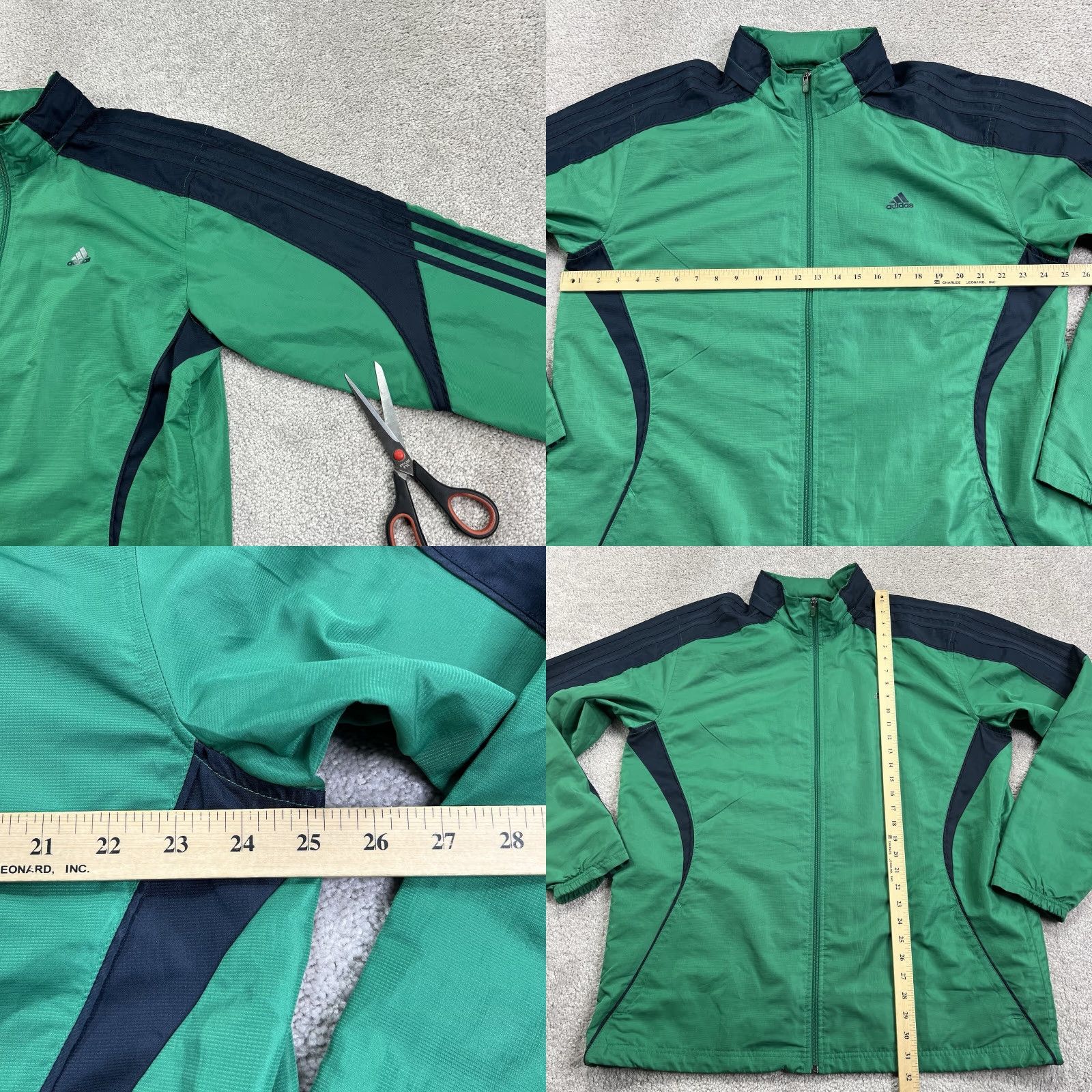 Adidas Adidas Windbreaker Jacket Men’s XL Green Navy Blue Full Zip Hooded Pockets Lined Logo Zip Size US XL / EU 56 / 4 - 8 Thumbnail