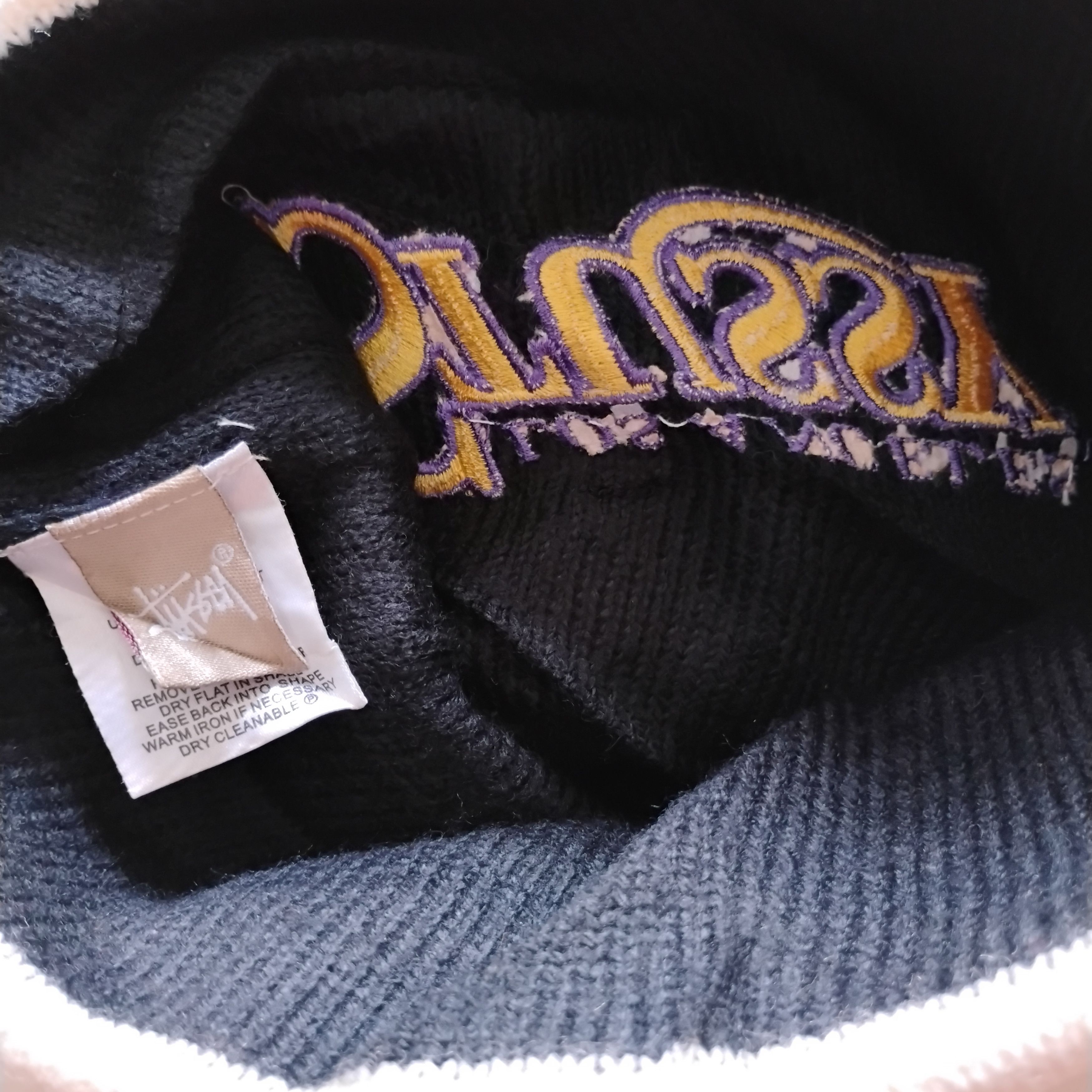 Stussy Rare!! Vintage 00's Stussy Los Angeles Lakers Beanie Hat Size ONE SIZE - 2 Thumbnail