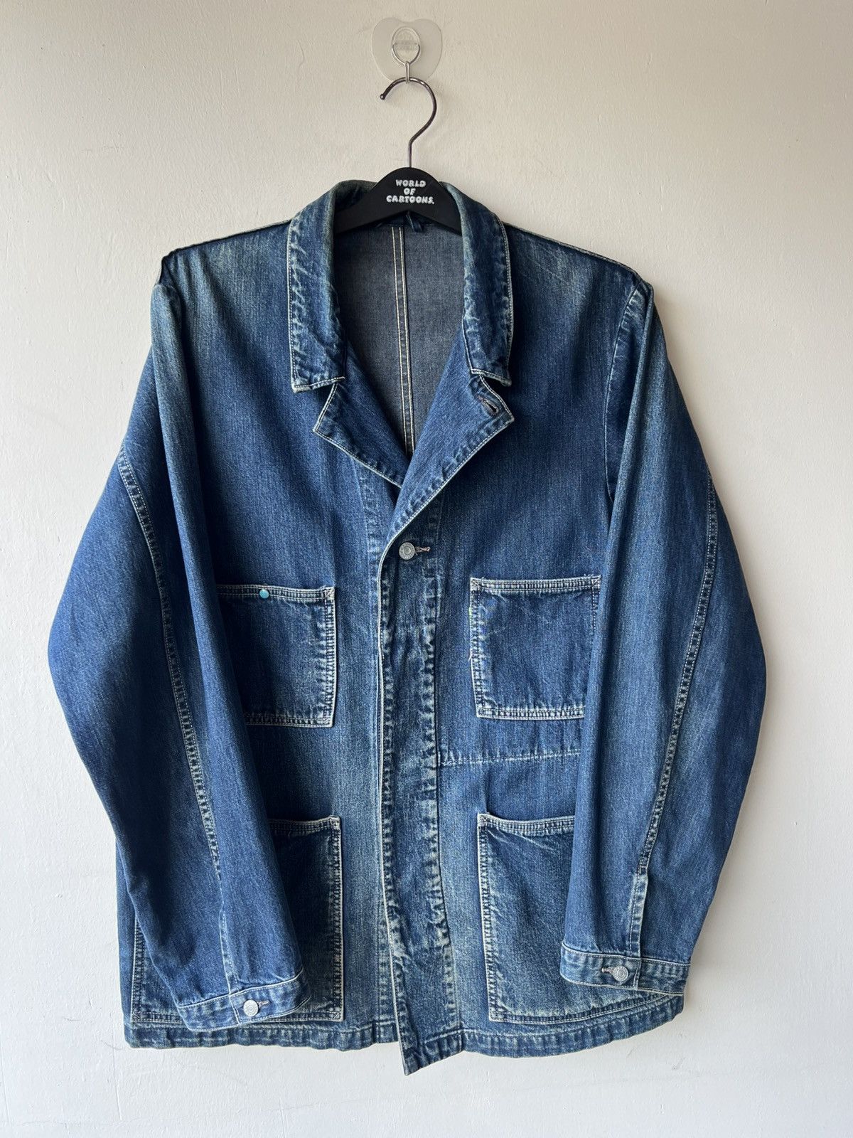 45rpm Archive 45rpm NMD Ocean Blue Patina Denim Chore Jacket Size US XL / EU 56 / 4 - 7 Thumbnail