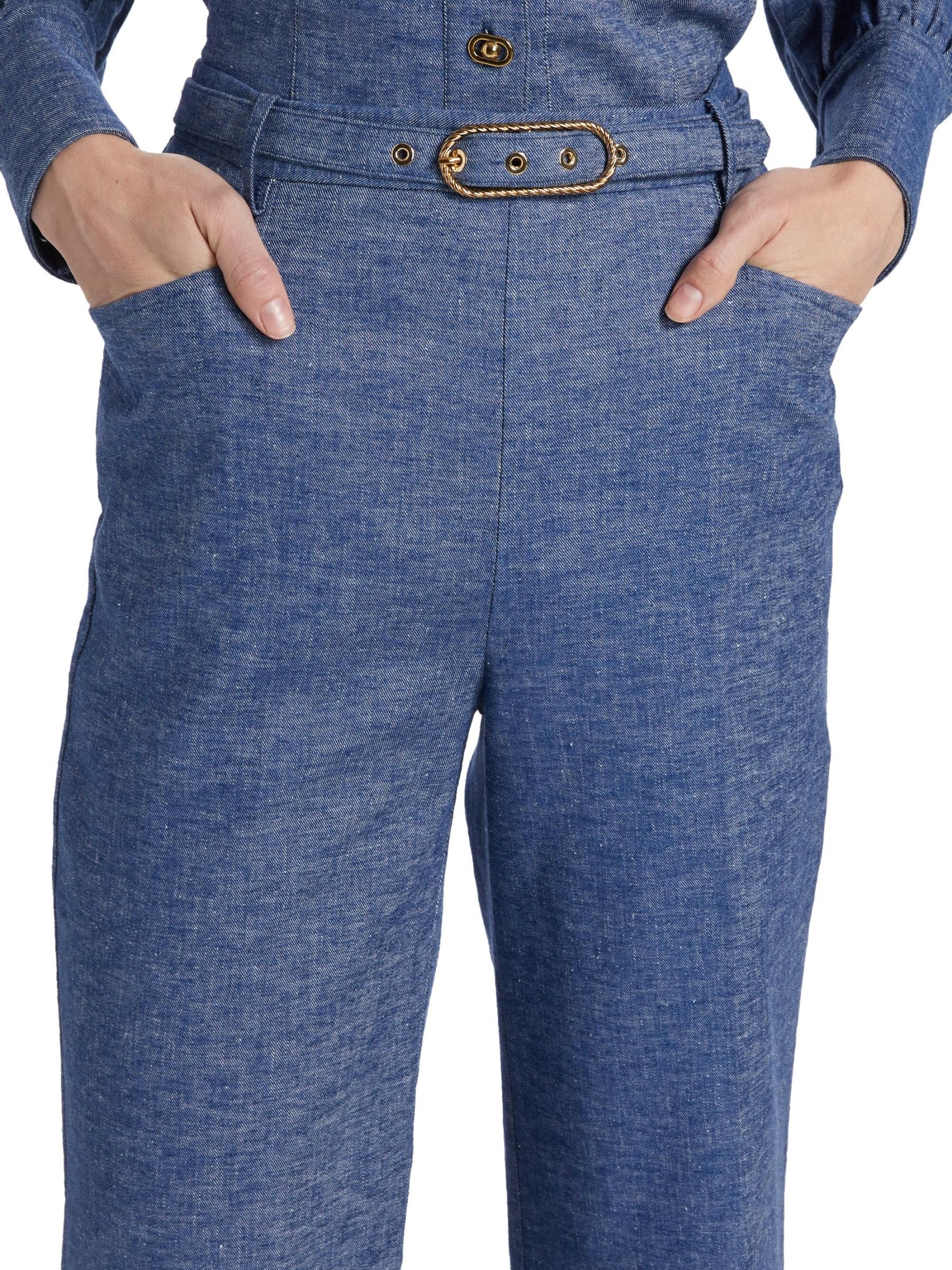 Zimmermann oc11z0825 Eden Chambray Flared Pants in Blue Size 28" / US 6 / IT 42 - 4 Thumbnail