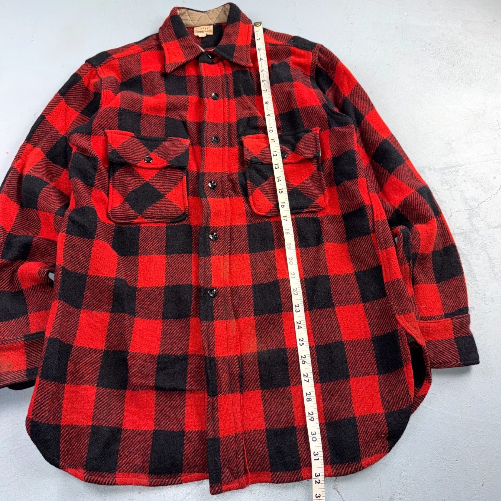 JCPenney VINTAGE Penneys Jacket Plaid Wool Buffalo Red Black 1940s 40s 50s Shirt Parka Men M Wool Size US M / EU 48-50 / 2 - 6 Thumbnail