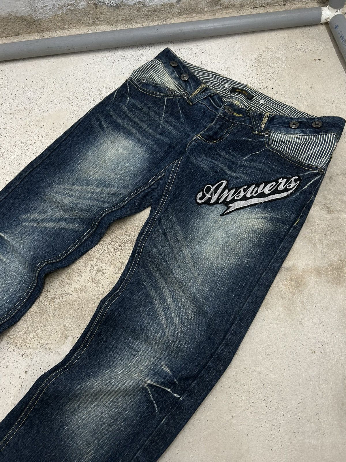 Hysteric Glamour Vintage Flared Jeans Patches Whiskering Mud Washed Size US 31 - 4 Thumbnail