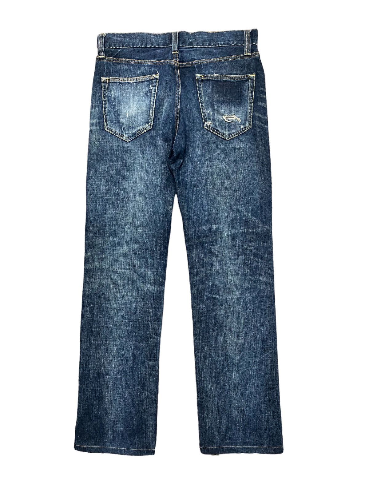 Japanese Brand Navy Produce Distressed Denim Faded Japanese Jeans Size US 29 - 4 Thumbnail