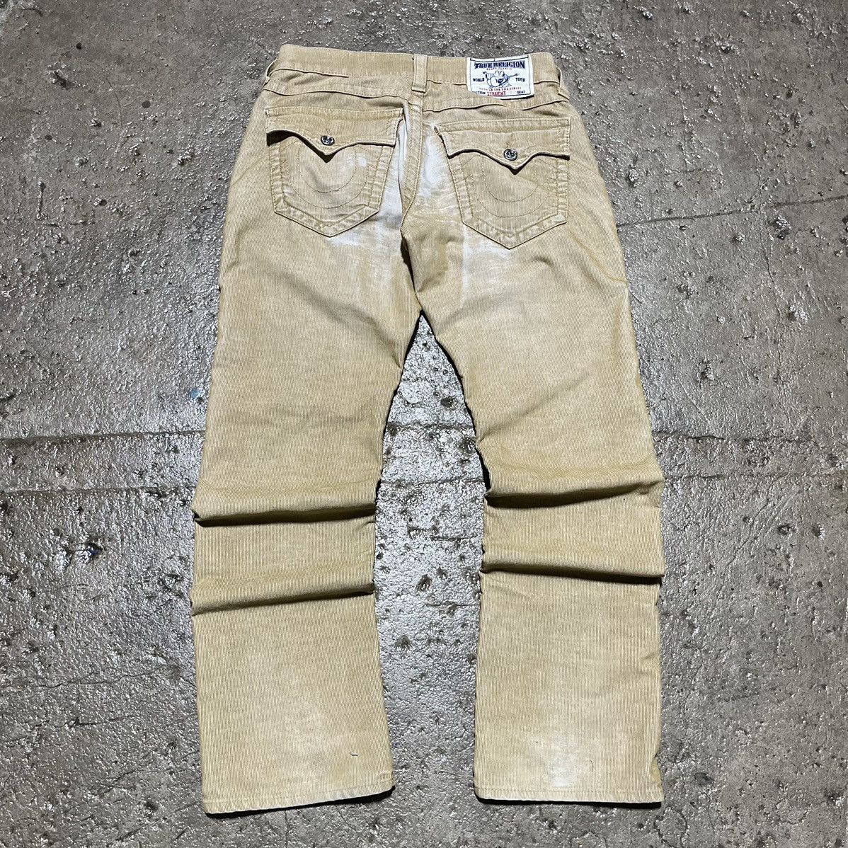 image of Crazy Vintage Y2K True Religion Pants Hip-Hop Skater Unique in Yellow, Men's (Size 34)