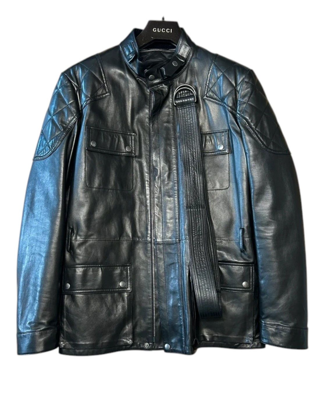 Gucci BELTED LEATHER COAT WITH DETACHABLE GOOSE DOWN LINING Size US M / EU 48-50 / 2 - 3 Thumbnail