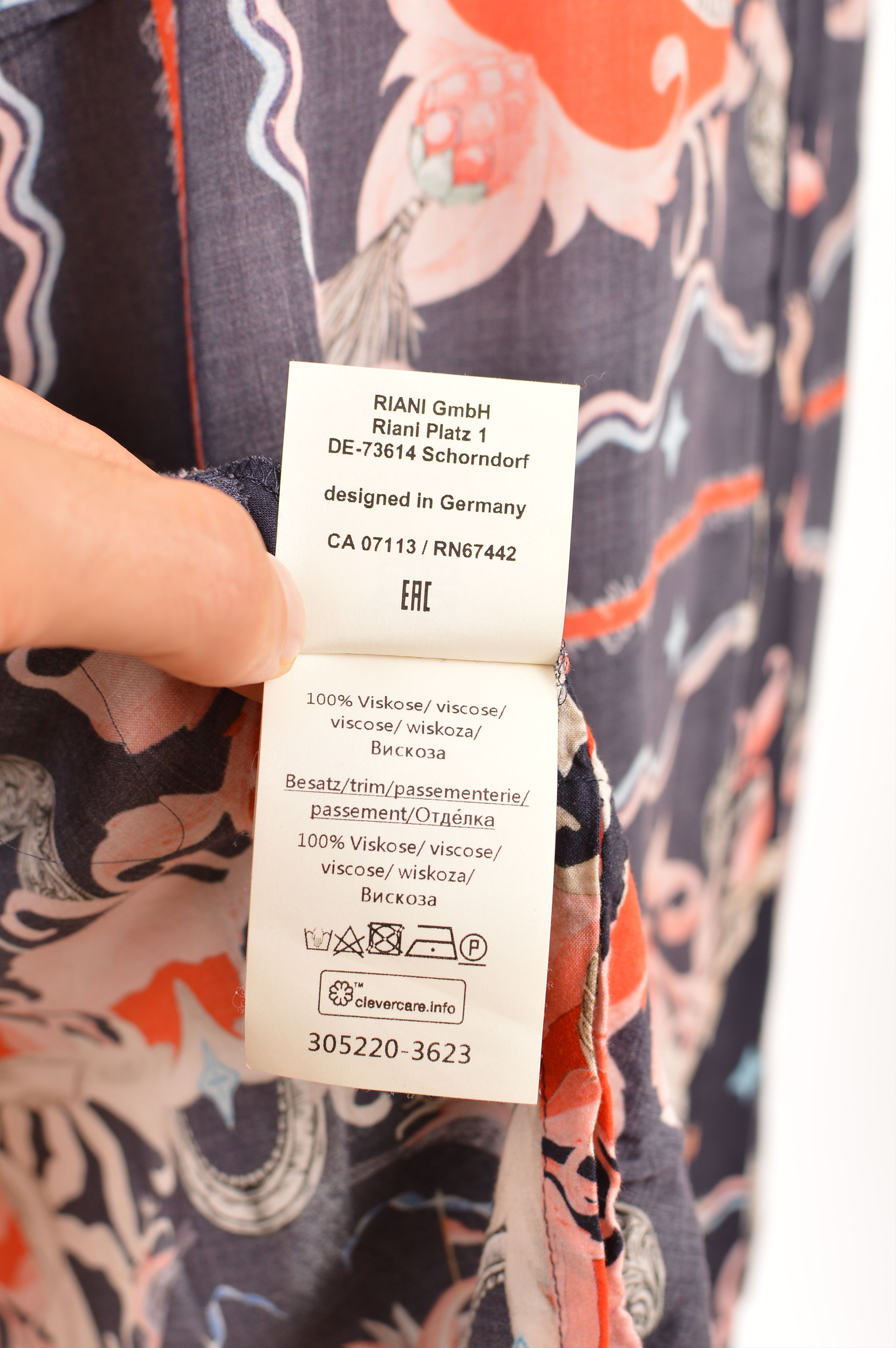 Designer Riani Puttin on the Ritz Print Viscose Button Shirt Size XL / US 12-14 / IT 48-50 - 6 Thumbnail