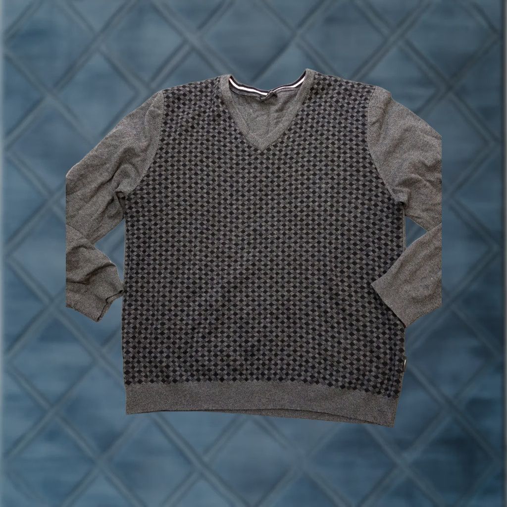 Vintage GOLFINO Mens 2XL Gray Argyle V-Neck Merino Wool Knit Sweater Pullover Sports Golf Knit Shirt Size US XXL / EU 58 / 5 - 1 Thumbnail