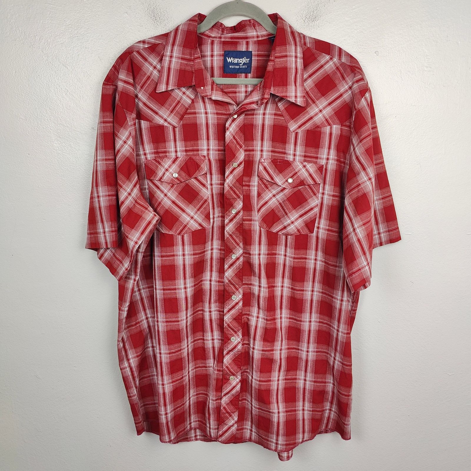 Wrangler Vintage Wrangler Pearl Snap Button Shirt Men XLT Red Size US XL / EU 56 / 4 - 1 Thumbnail