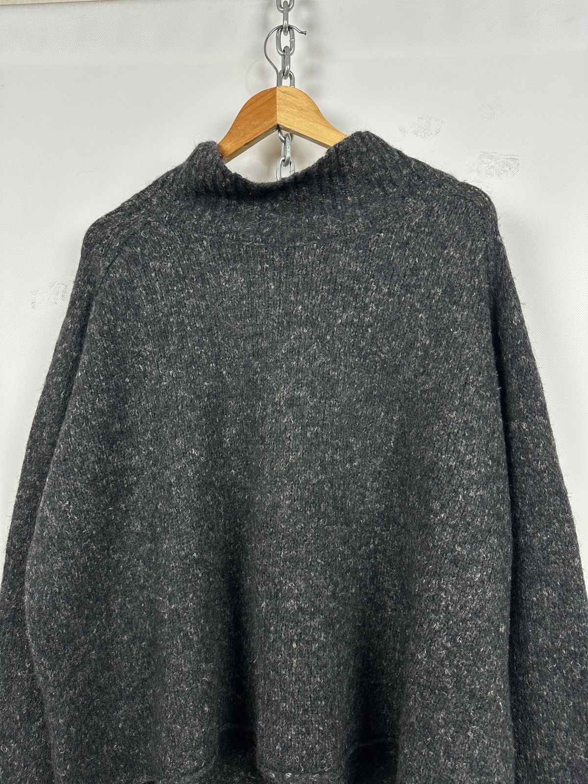 Rundholz Rundholz Wool/Alpaca/Linen Gray Oversized High Neck Sweater Size M / US 6-8 / IT 42-44 - 4 Thumbnail