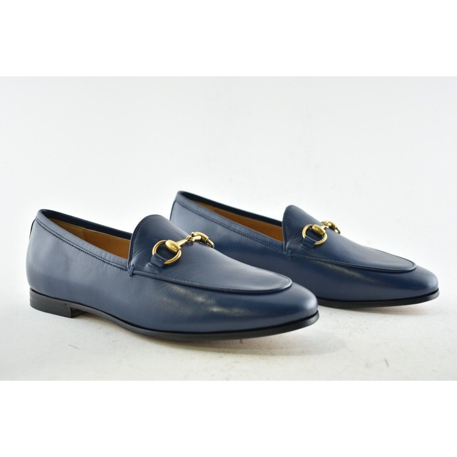 Gucci Gucci New Jordaan Blue Leather GG Logo Horsebit Loafer Size US 5 / IT 35 - 4 Thumbnail