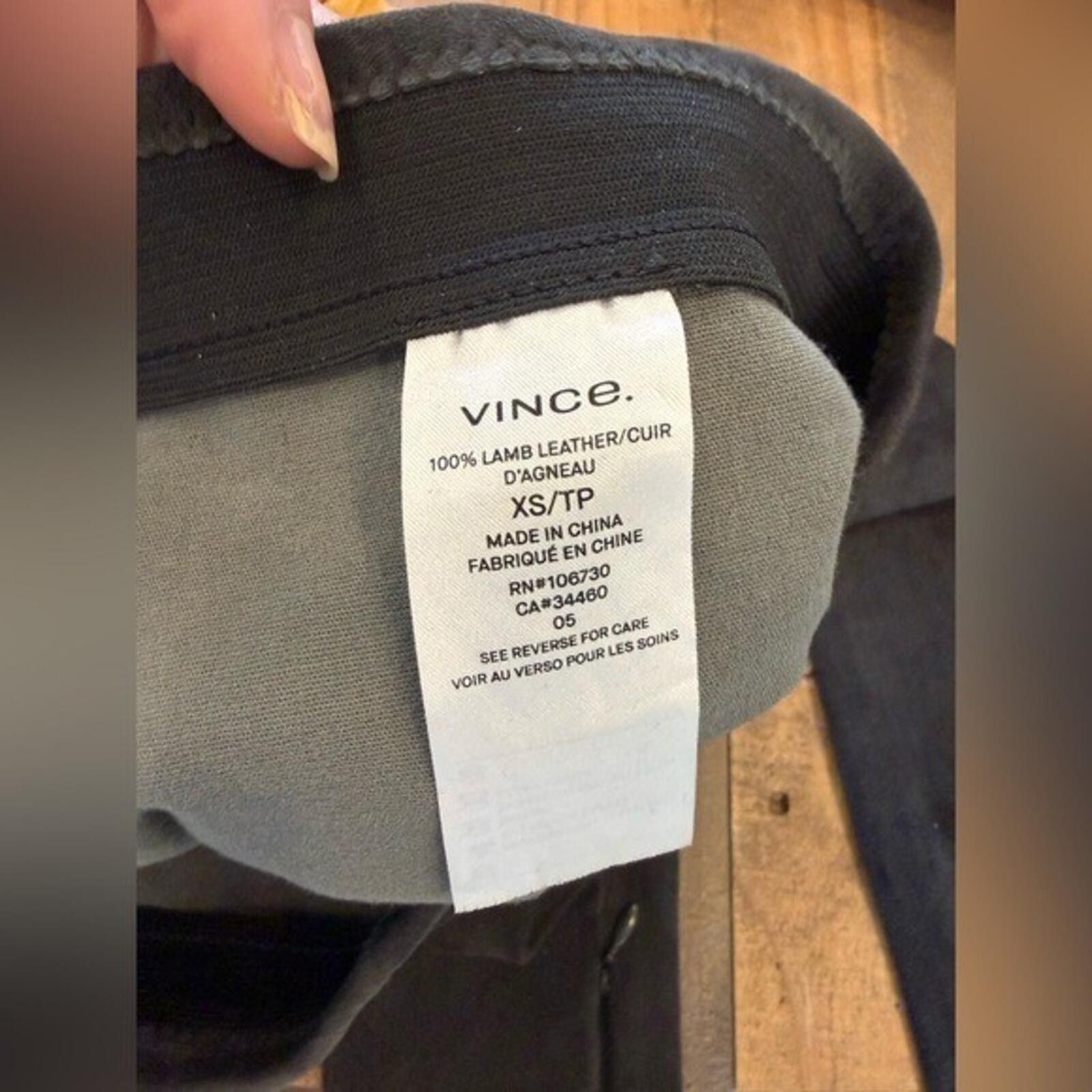 Vince Vince 100% Lamb Leather Pull-On Leggings Black Charcoal XS Size 26" / US 2 / IT 38 - 3 Thumbnail