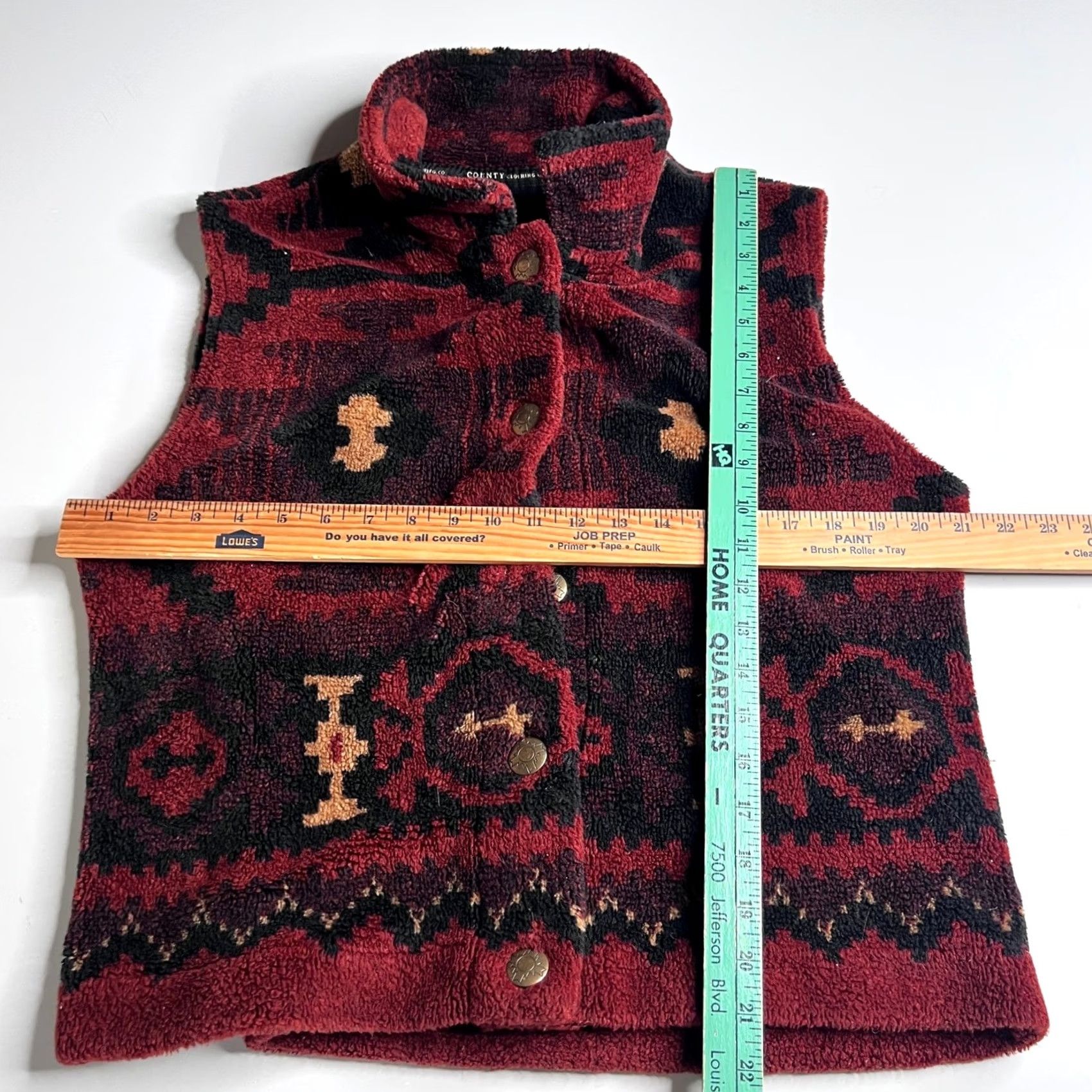 CO County Clothing Co Cheyenne Fleece Vest Red Black Large Size L / US 10 / IT 46 - 2 Thumbnail