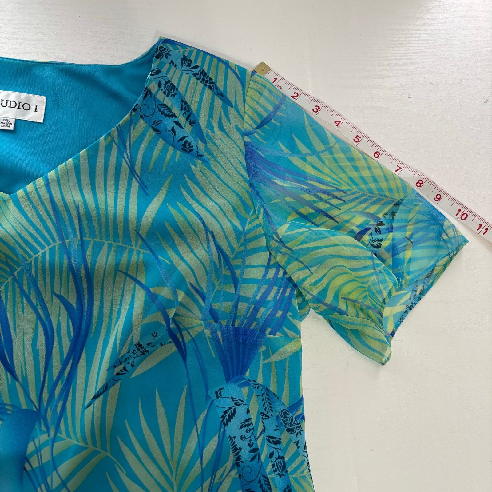 Other Studio 1 Floral Maxi Skirt Set 14W Blue Yellow Tropical 2pc Size 36" / US 14 / IT 50 - 8 Thumbnail