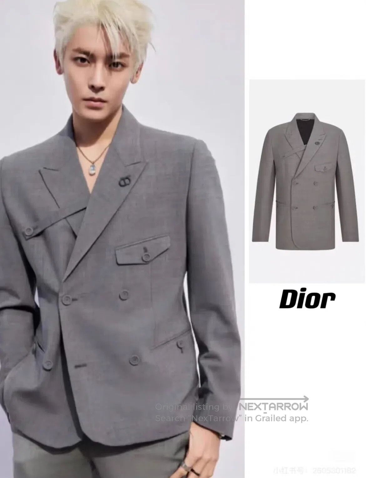 Dior Dior CD brooch; buckle strap; checkered double-breasted su Size 44R - 2 Thumbnail