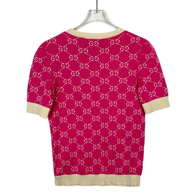 Gucci Gucci Pink logo double G full print round neck cotton short Size US S / EU 44-46 / 1 - 2 Thumbnail