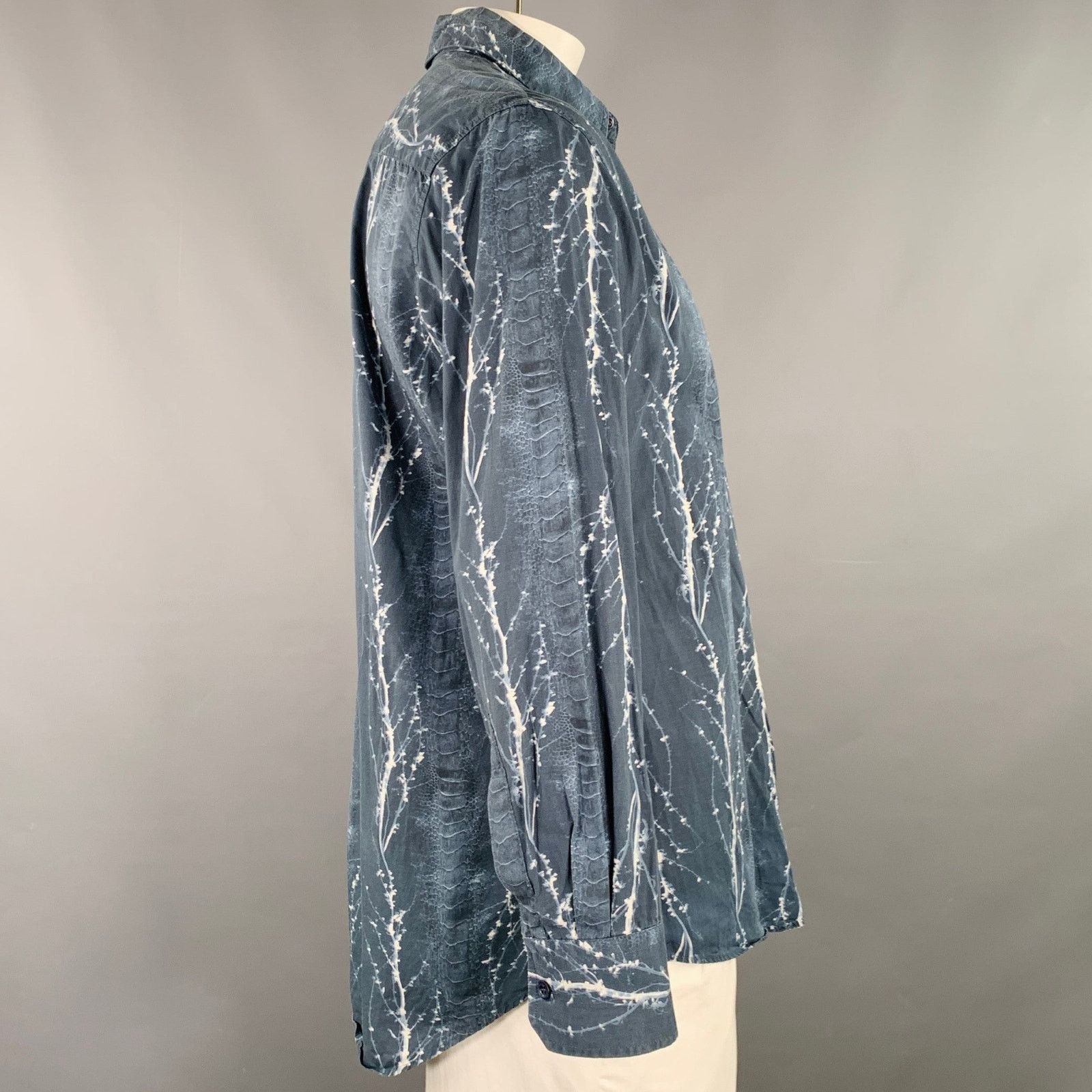 Other Size XL Navy White Abstract Cotton Long Sleeve Shirt Size US XL / EU 56 / 4 - 3 Thumbnail