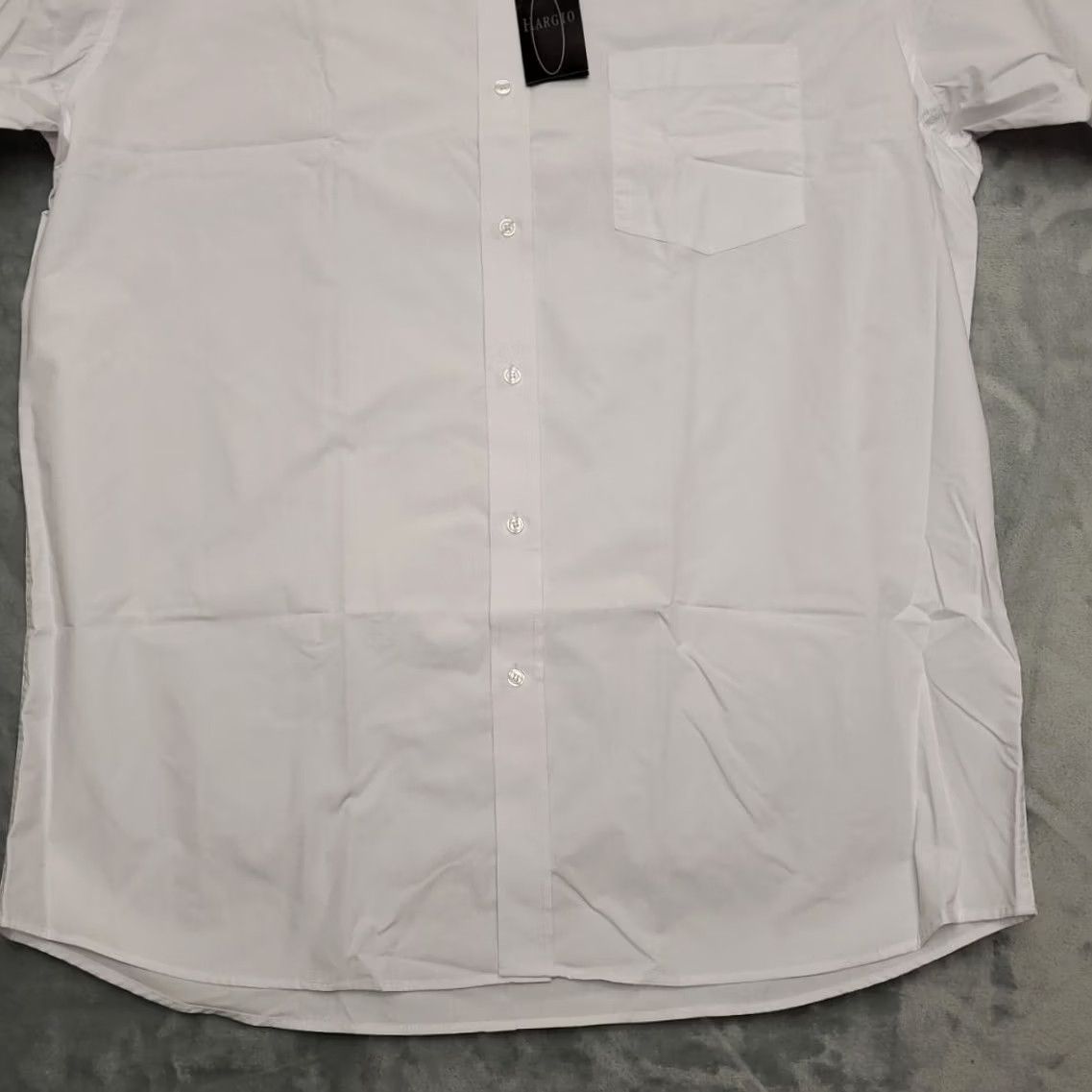 Vintage Hargio Dress Shirt Mens 18 White Polyester Blend Short Sleeve Classic NWT Shirt Mens 18 White Polyester Blend Short Sleeve Button-Up Classic NWT Size 48R - 2 Thumbnail