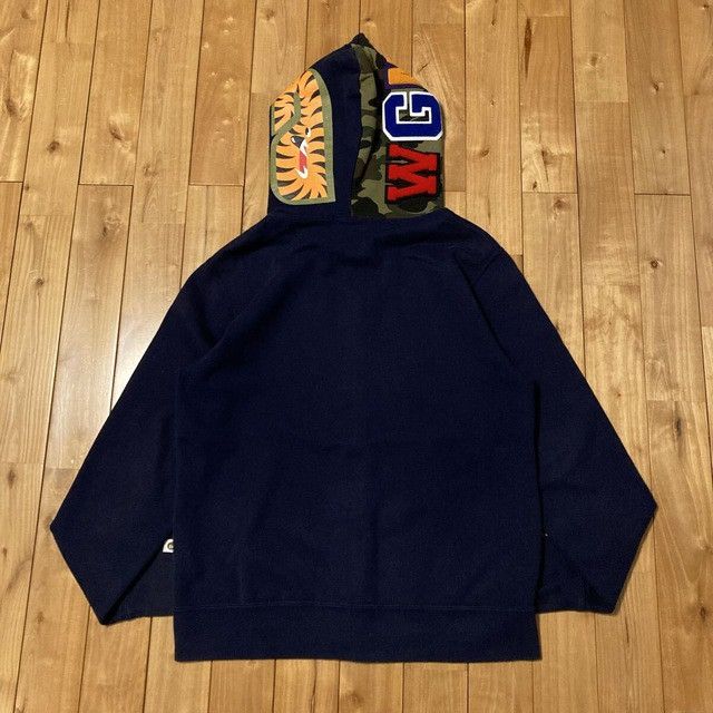 Bape BAPE CAMO Crazy Face Tiger Shark Full Zip Hoodie Navy APE Size US L / EU 52-54 / 3 - 6 Thumbnail