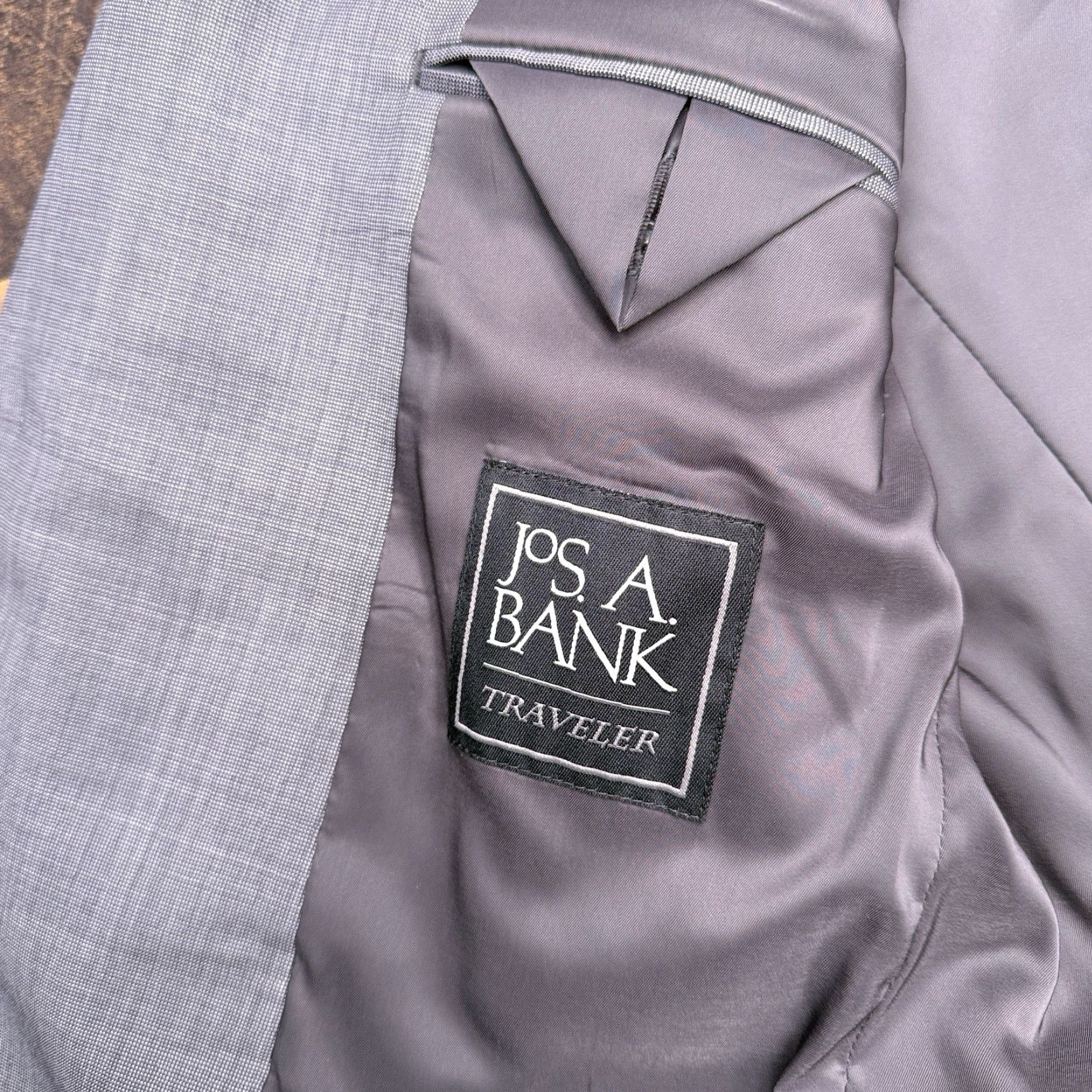 Jos. A. Bank Jos. A. Bank Traveler Suit Jacket 38R Gray Wool Slim Notch Double-Vented Blazer Men Regular Size 38R - 4 Thumbnail