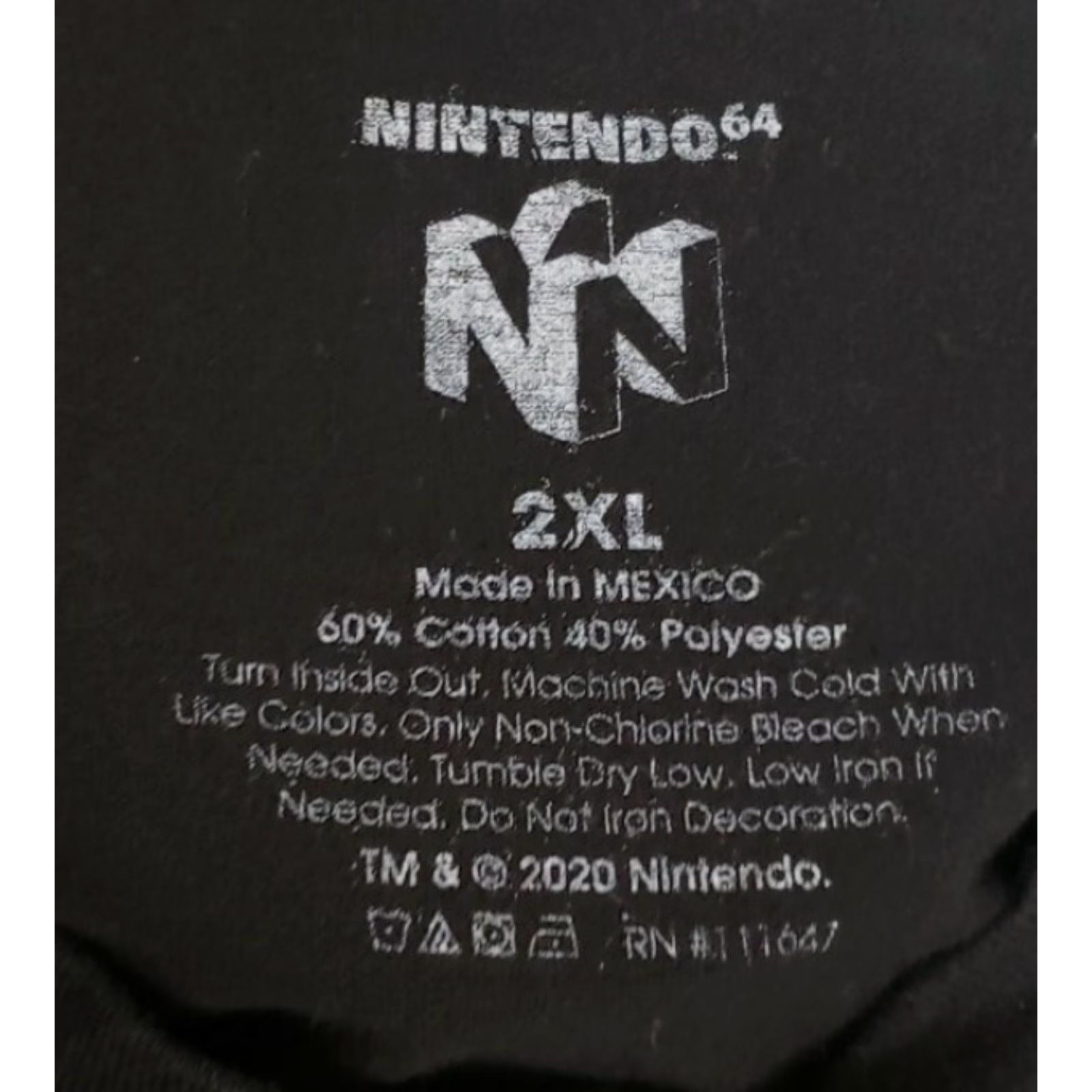 Nintendo Nintendo 64 Classic Logo Graphic T-Shirt, Pre-Owned 2XL Men's Cotton Polyester Crew Neck Short Sleeve Black 2XL Graphic Tee Shirt Vintage No Size US XXL / EU 58 / 5 - 5 Thumbnail