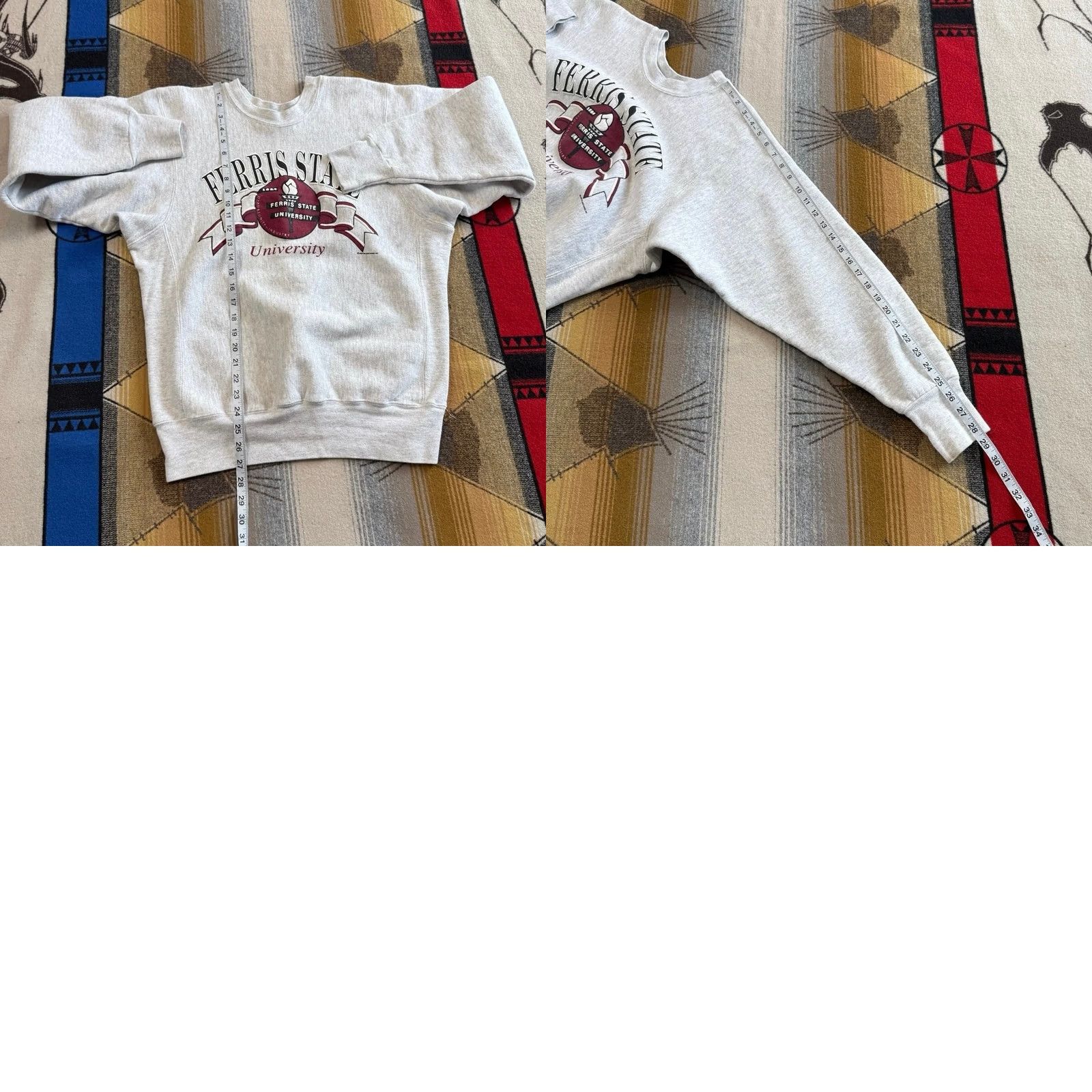 Vintage VINTAGE Ferris State University Crewneck Sweatshirt Sweatshirt M Gray Men Pullover Crew Neck 90s College University Sports Pattern Solid Size US M / EU 48-50 / 2 - 8 Thumbnail
