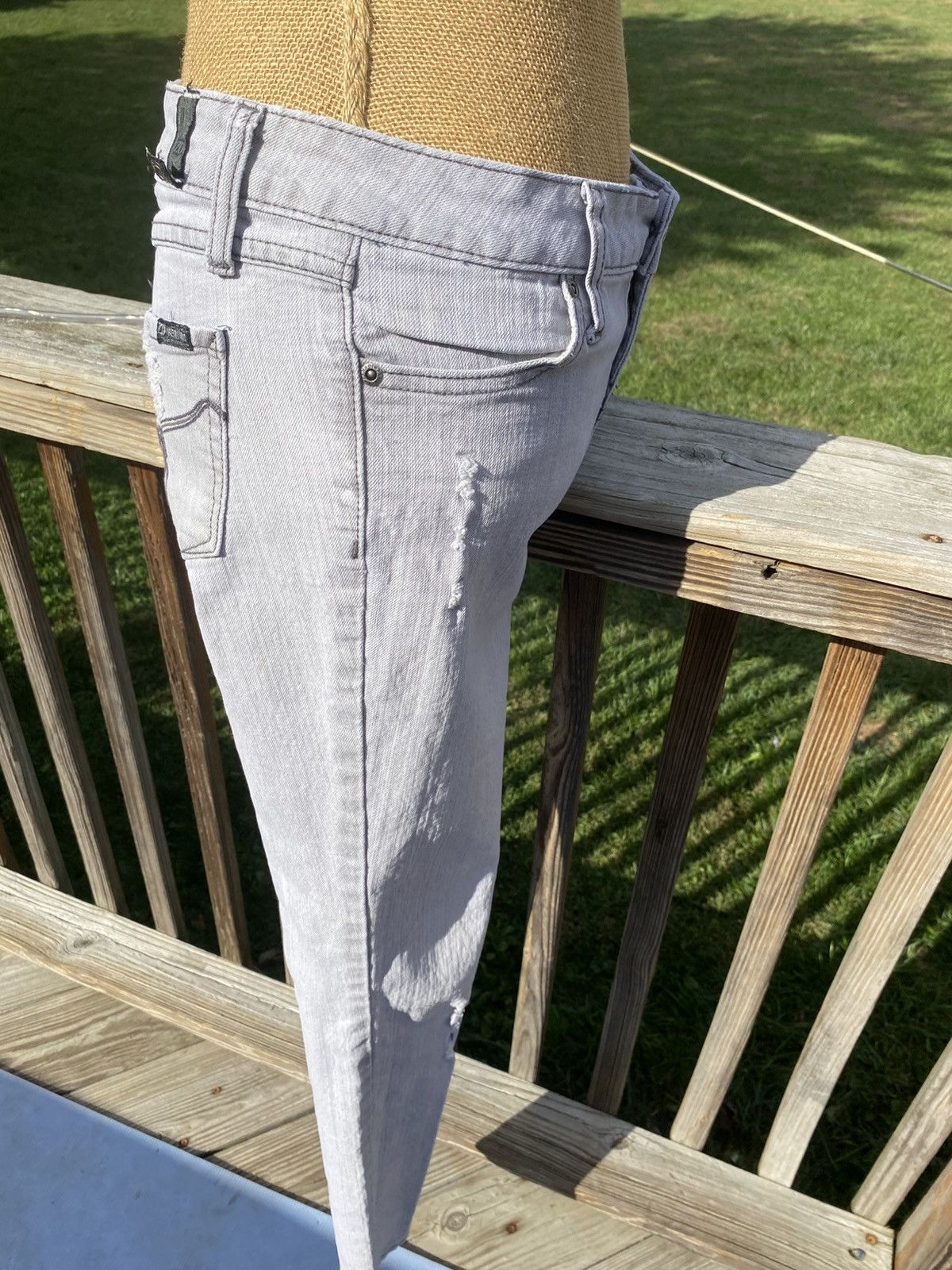 Other Zana Di Jeans Y2K Gray Jeans Size 9 Skinny Distressed Size 30" / US 8 / IT 44 - 3 Thumbnail