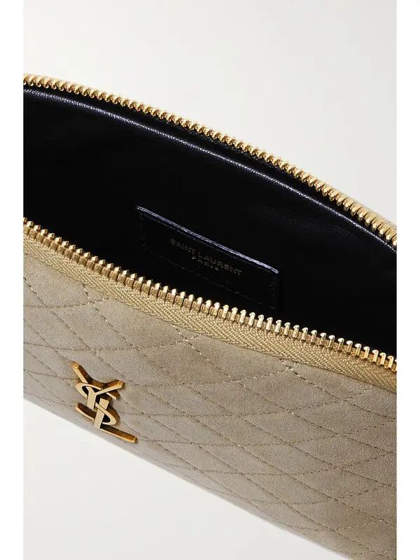Saint Laurent Paris o1b1hav110225 Size: OS / Gaby Zipped Pouch in Quilted Suede Size ONE SIZE - 6 Thumbnail
