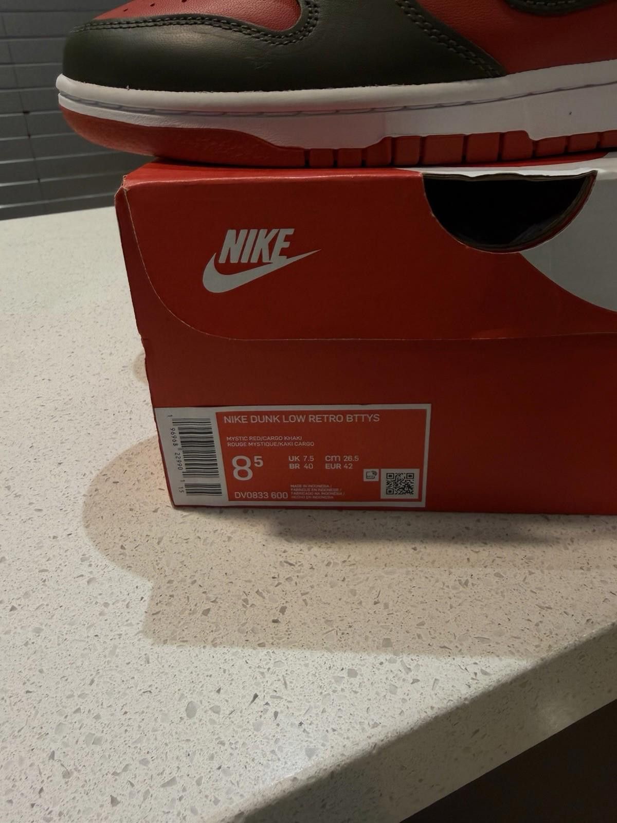 Nike Nike Dunk Low Cargo Khaki Mystic Red Men Size 8.5 Authentic Size US 8.5 / EU 41-42 - 12 Thumbnail
