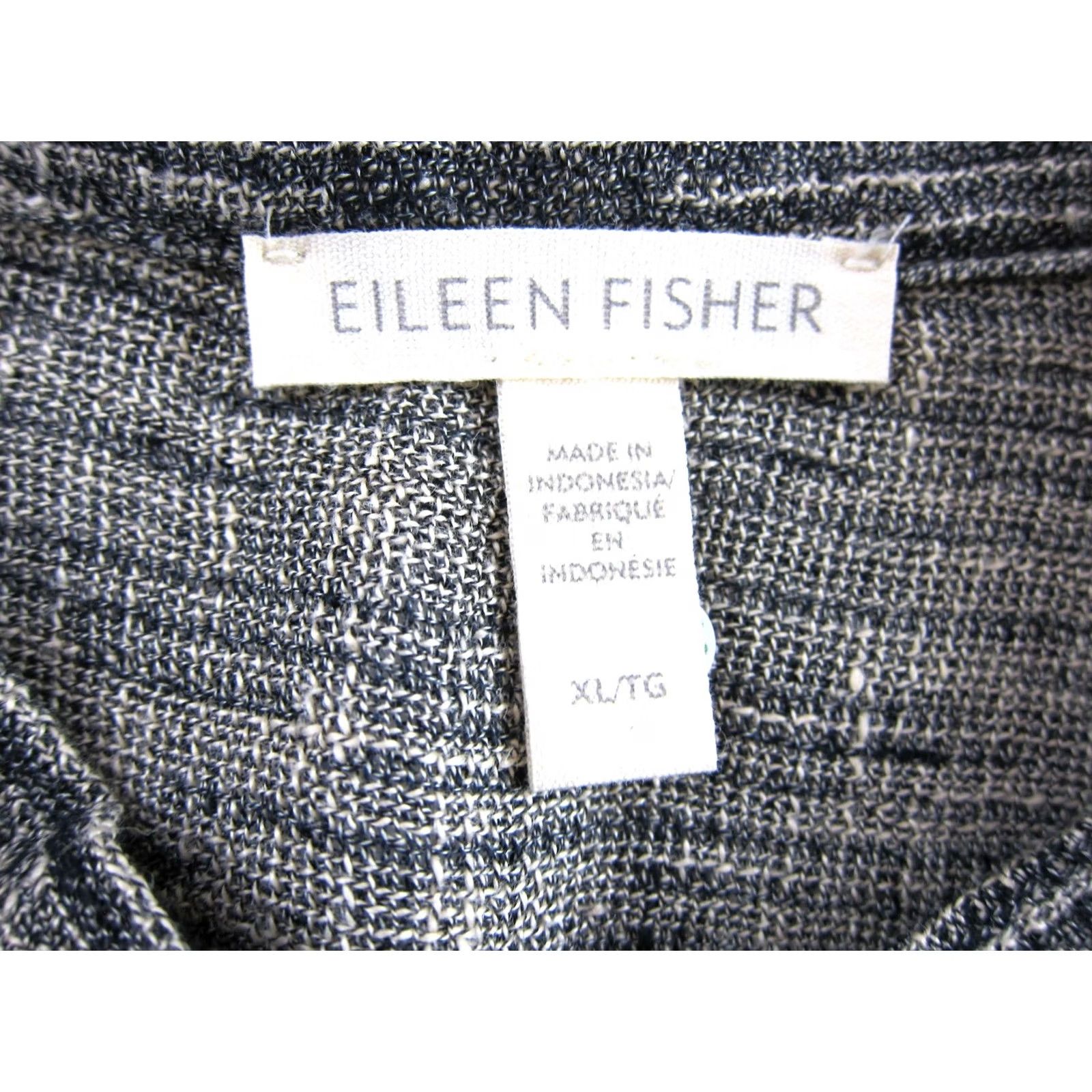 Eileen Fisher Eileen Fisher Blouse Shirt Womens XL Black Linen Button Up Short Sleeve Tunic Crew Neck Fabric: Woven, Pattern: Solid Size XL / US 12-14 / IT 48-50 - 3 Thumbnail