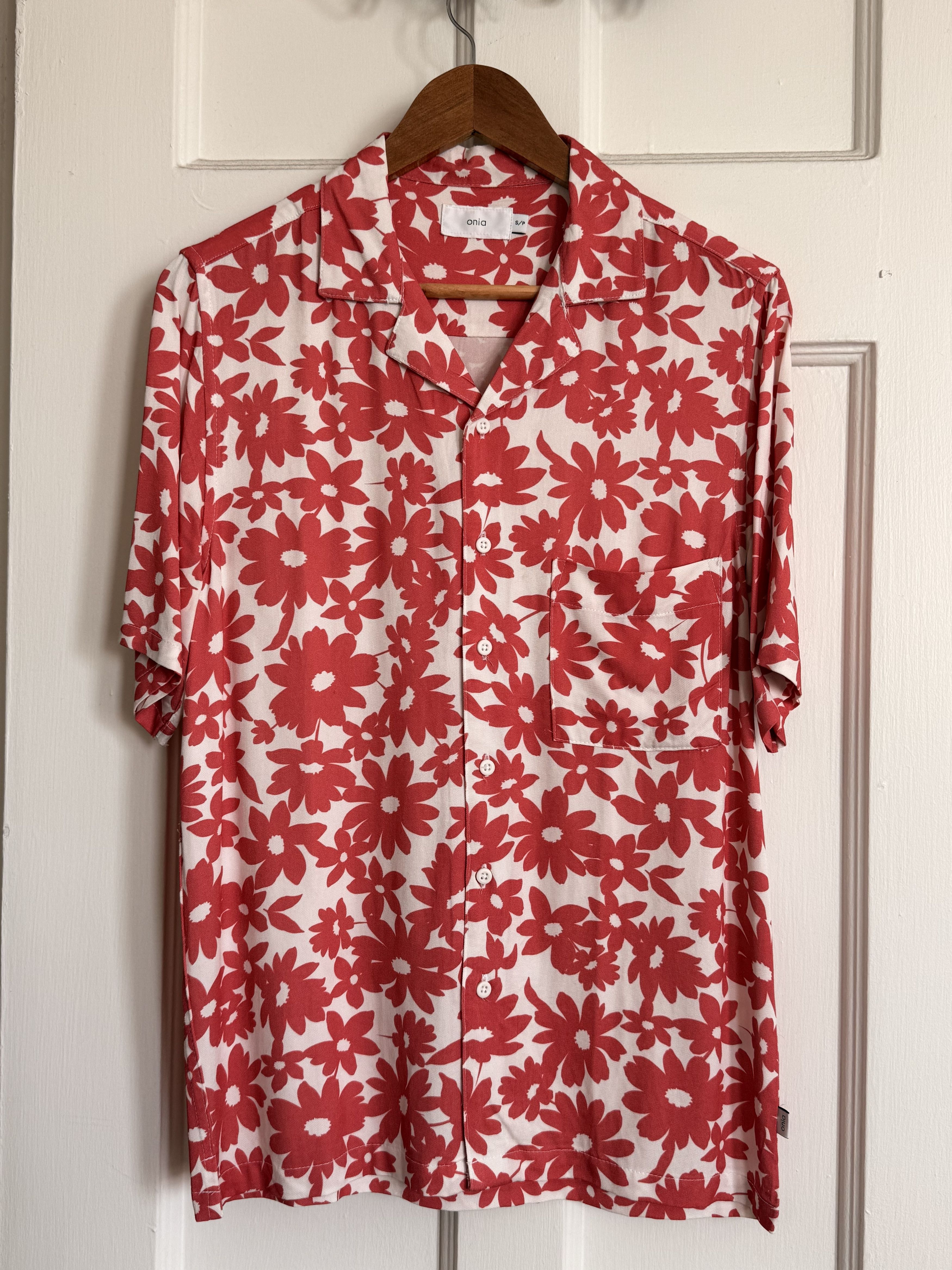 Onia Onia Pink Floral Camp Collar Hawaiian Shirt Size US S / EU 44-46 / 1 - 3 Thumbnail