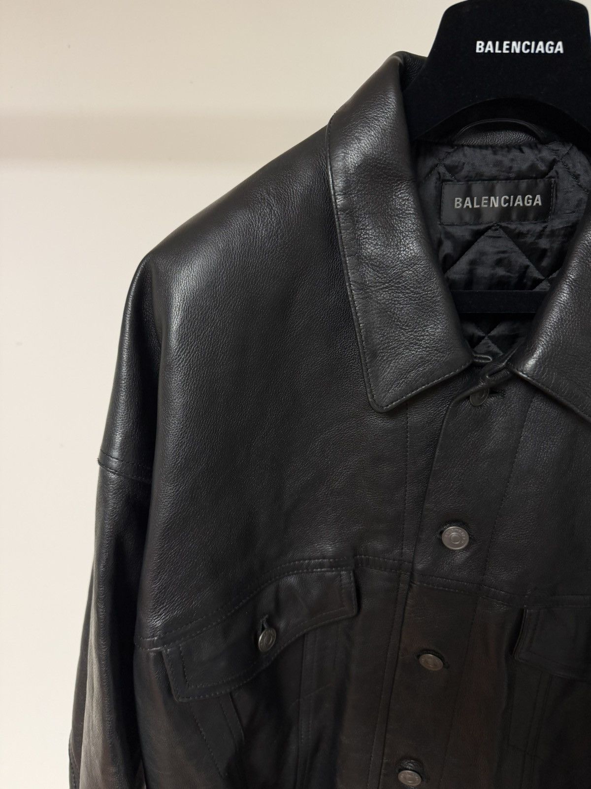 Balenciaga NEW - Summer 23 Buffalo Denim Style Trucker Leather Jacket S Size US S / EU 44-46 / 1 - 4 Thumbnail